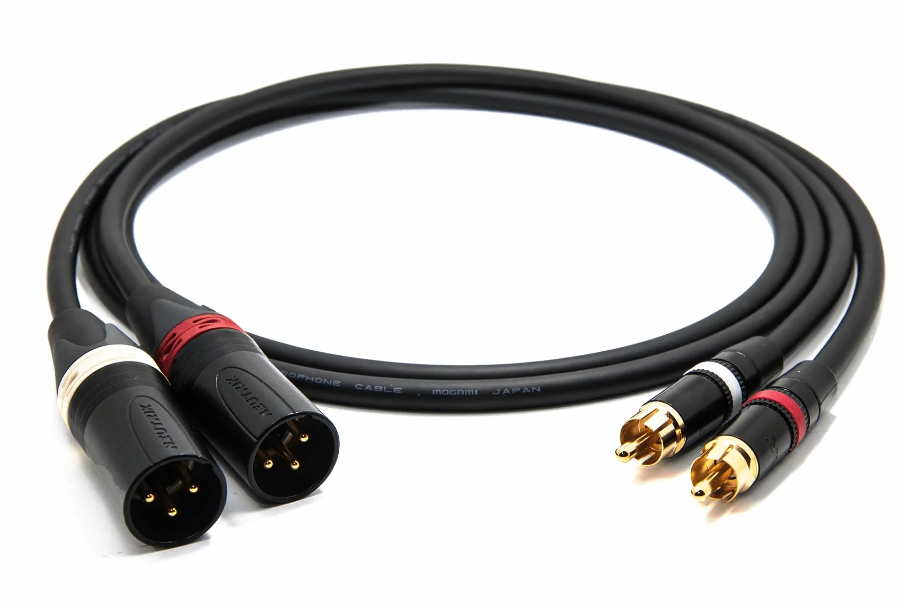 Mogami 2534 kabel poczwórny stereo, para (L,P) wtyk Neutrik Gold RCA - męski XLR, HiFi 2,0 m