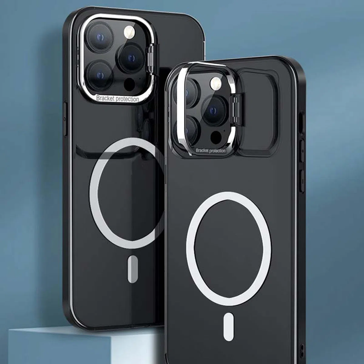 LXURY Magnetyczne etui do iPhone'a 15 Pro Max/15 Pro/15 Plus/15, metalowa podpórka do obiektywu, etui na telefon obsługuje bezprzewodowe ładowanie, matowe ultracienkie etui, fioletowe, 38 cm