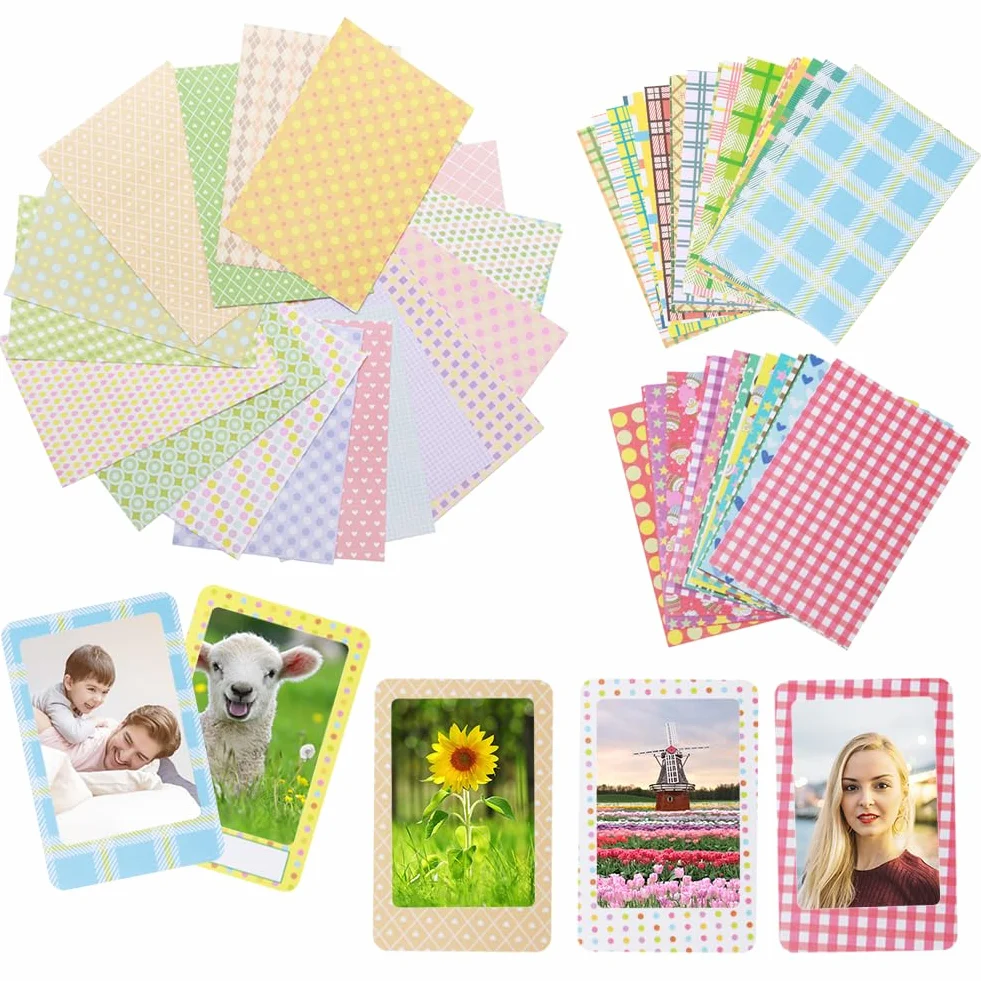 140 sztuk kolorowych naklejek foliowych Polaroid Mini ramki na zdjęcia naklejki Polaroid DIY papierowe ramki na zdjęcia naklejki do Fujifilm Instax Mini 9/8/7S/70/26/50S/90