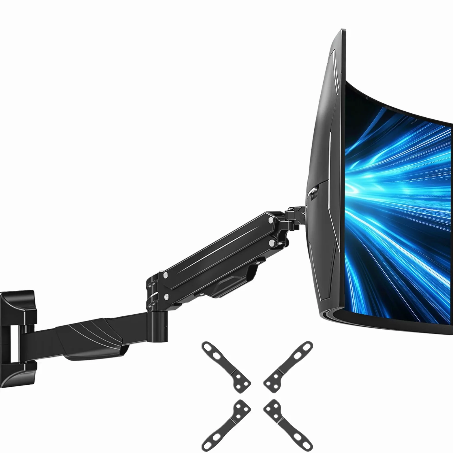 ELIVED uchwyt na monitor do ściany dla max. 43 cali ultraszerokich ekranów do 15kg, VESA 75/100/200mm, wytrzymały uchwyt na monitor do ściany, z regulacją wysokości, sprężyna gazowa, ramię do monitora