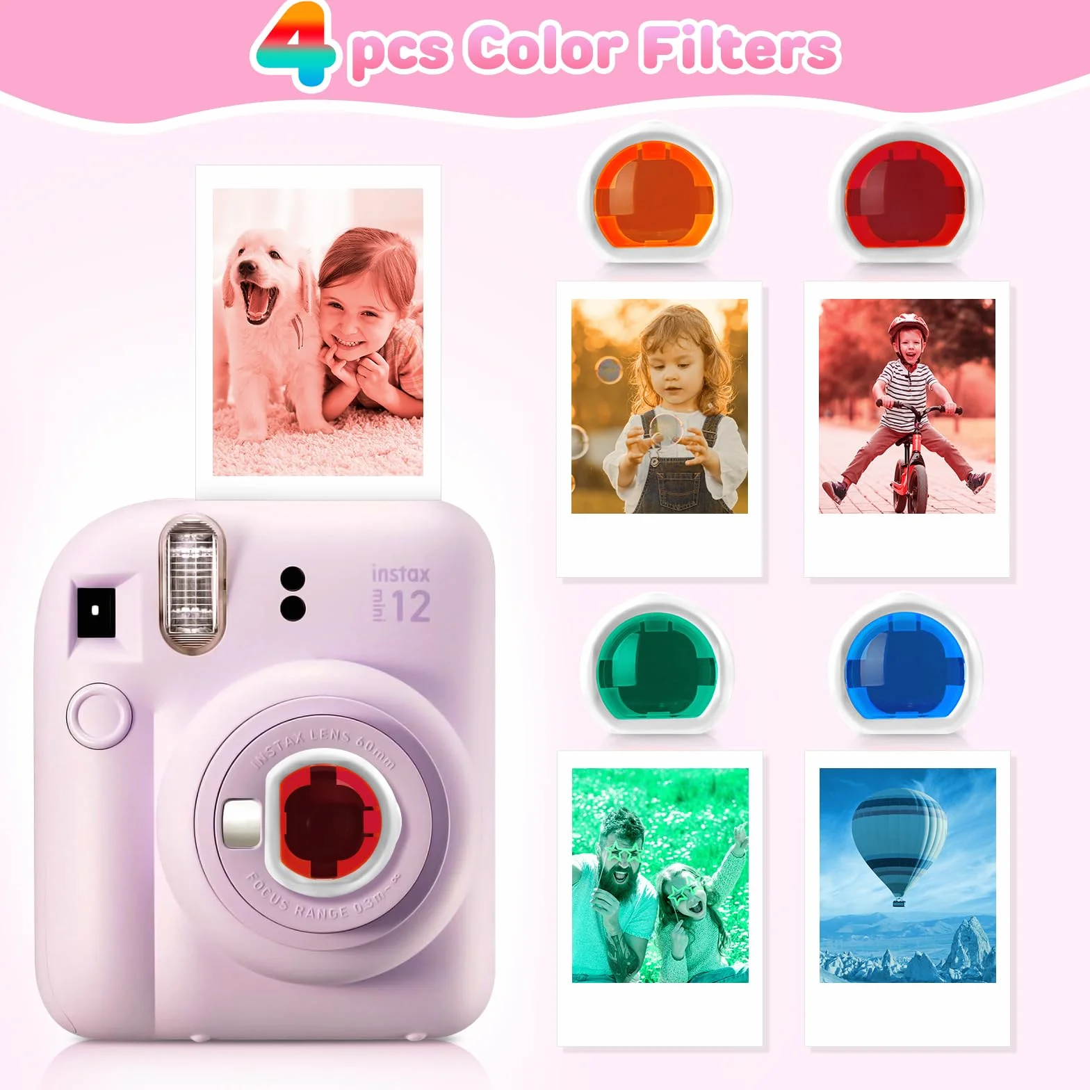 Eurhomewit Camera_Film zestaw akcesoriów do aparatów błyskawicznych Fujifilm Instax Mini 12, 19 cm x 19 cm x 2 cm