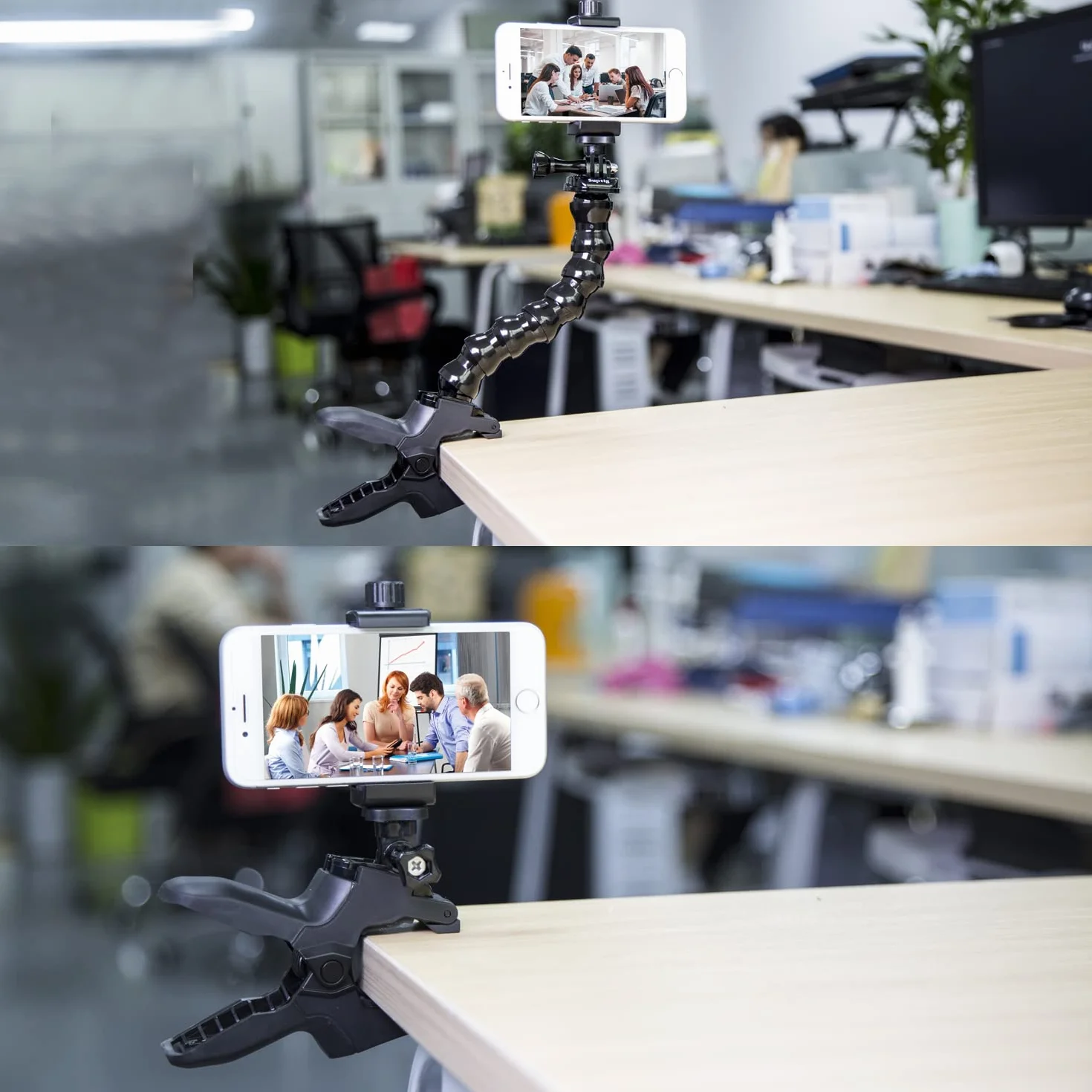 Suptig Uchwyt na telefon, uchwyt na biurko, klips zaciskowy do telefonu komórkowego, stojak na telefon komórkowy, kompatybilny z iPhone 14 Plus Phone 13 Pro Xs Max XR X 8 7 6 6s Plus i innymi