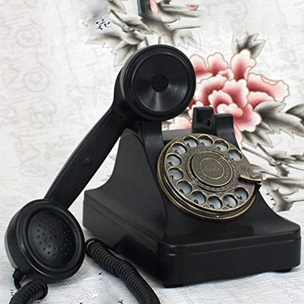 Retro Obrotowy Telefon Stacjonarny Do Domu, Zabytkowy Telefon Z Obrotową Tarczą, Staromodny Telefon Stacjonarny Z Funkcją Głośnomówiącą, Retro Czarny