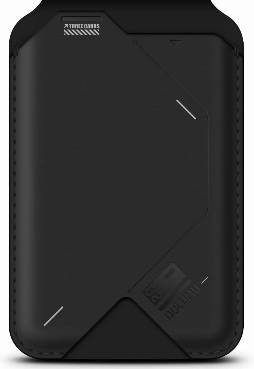 Aulumu G02 V2 Portfel Magnetyczny i Stojak, Kompatybilny z MagSafe, Regulowany Stojak, Okno na ID, Portfel Magnetyczny na Telefon dla iPhone 16/15/14/13/12 Serii - Czarny