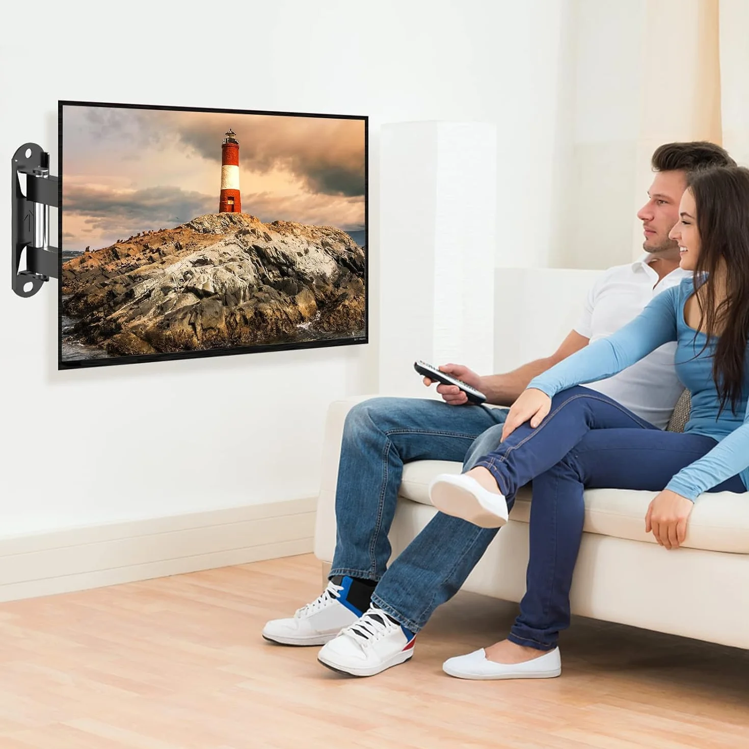 Uchwyt ścienny do telewizora, uchwyt do większości diod LED 26–65 cali, monitora LCD i telewizorów plazmowych, Max VESA 100 x 100 mm firmy XINLEI (MA1330)