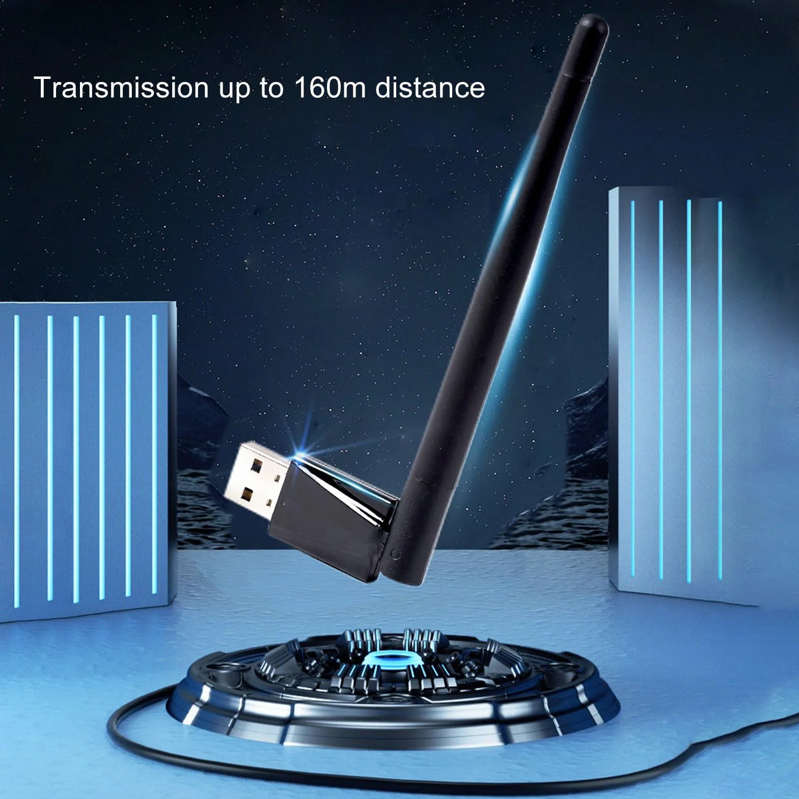 Adapter USB Bluetooth 5.4 do Komputera PC, Daleki Zasięg 160M, Klucz Sprzętowy Bluetooth BR/EDR o Niskim Opóźnieniu, Obsługa Systemu 10/11/8.1, do Klawiatury Bluetooth