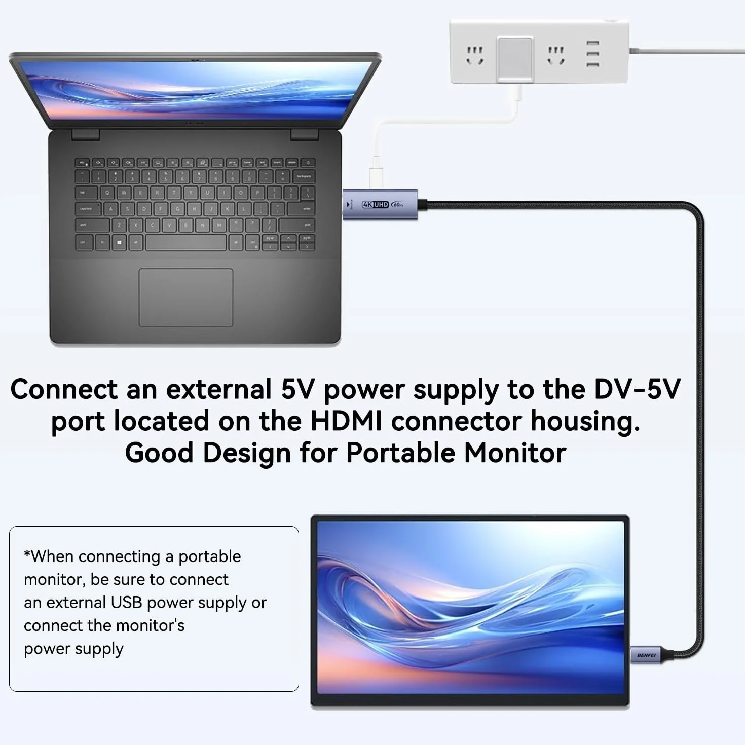 BENFEI Kabel HDMI na USB C, 1,8 m, 4K przy 60 Hz, jednokierunkowy adapter HDMI (źródło) na USB-C (wyświetlacz) do MacBooka, Steam Deck, PS5/4, Nintendo Switch, AR/XR, przenośnych monitorów