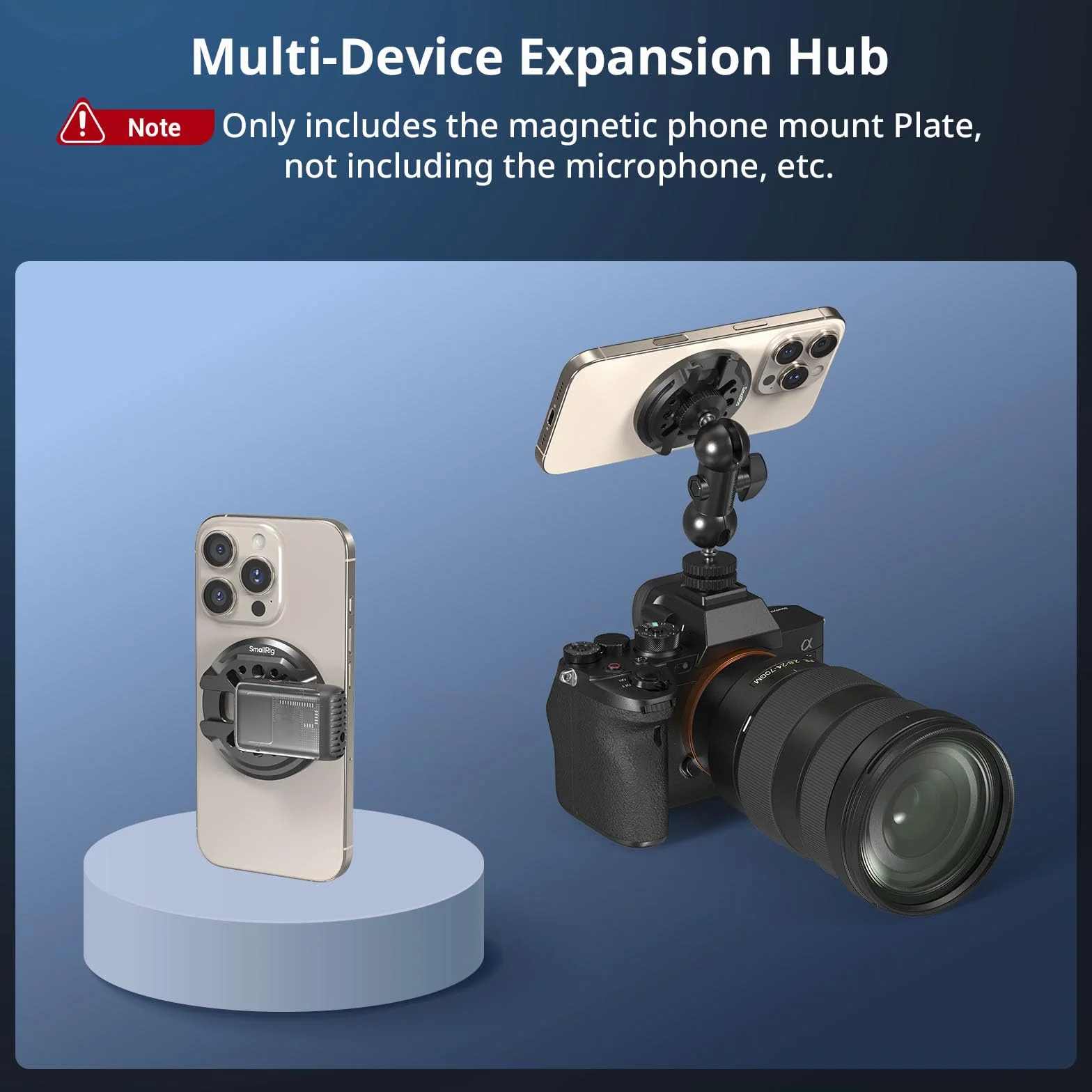 SmallRig Magnetic Phone Mount Plate do iPhone'a, Mocowanie na Zimną Stopkę, Otwór Gwintowany 1/4"-20, do DJI Mic 2, Kije do Selfie z Głowicą Kulową