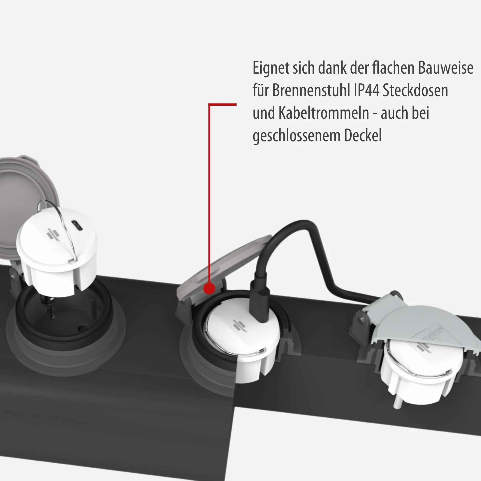 Brennenstuhl Adapter gniazda USB C (ładowarka USB do podłączenia do gniazda, 2,4 A, kompatybilna z gniazdami IP44 i przedłużacz bębnowy Brennenstuhl, płaska konstrukcja)