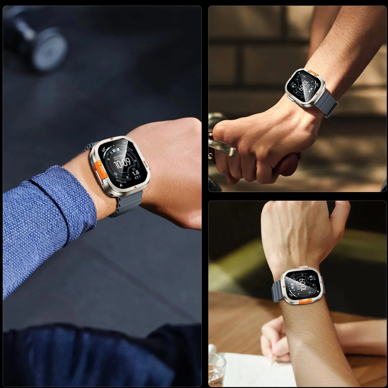 Kamita Metalowa obudowa kompatybilna z Apple Watch Ultra 3/2/1 49 mm, zderzak z hartowanego szkła ochronnego i tylną pokrywą, osłona 360° na iWatch 49 (tytan)