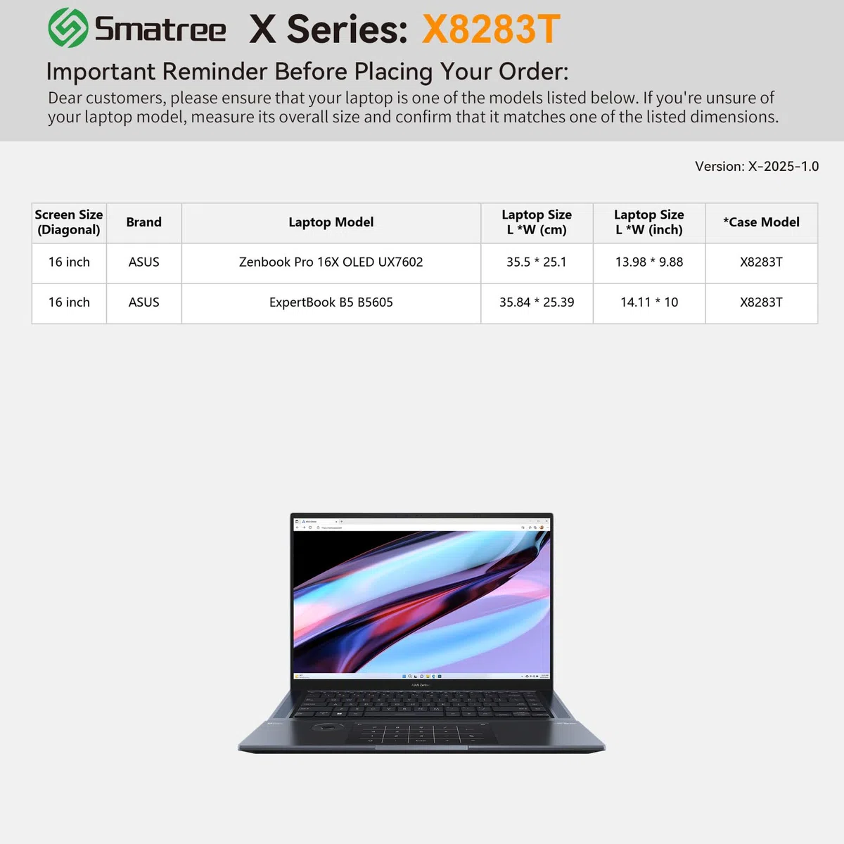 Smatree Twarde etui ochronne EVA kompatybilne z 40.6 cm ASUS Zenbook Pro 16X OLED UX7602, do ASUS ExpertBook B5 B5605 40.6 cm, wodoodporna i antywstrząsowa torba na laptopa (X8283T)