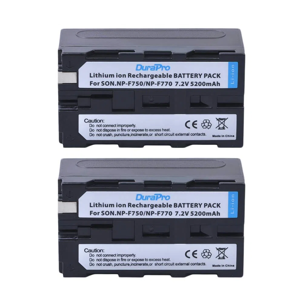 DuraPro 2 x 5200 mAh NP-F750 NP-770 akumulator + LED Dual Bulit-in ładowarka USB ze złączem typu C do Sony NP-F330 NP-F550 NP-F570 NP-F750 NP-F770 NP-F960 NP-F970 CCD-SC5 CCD-TRV DCR-TRV Seria