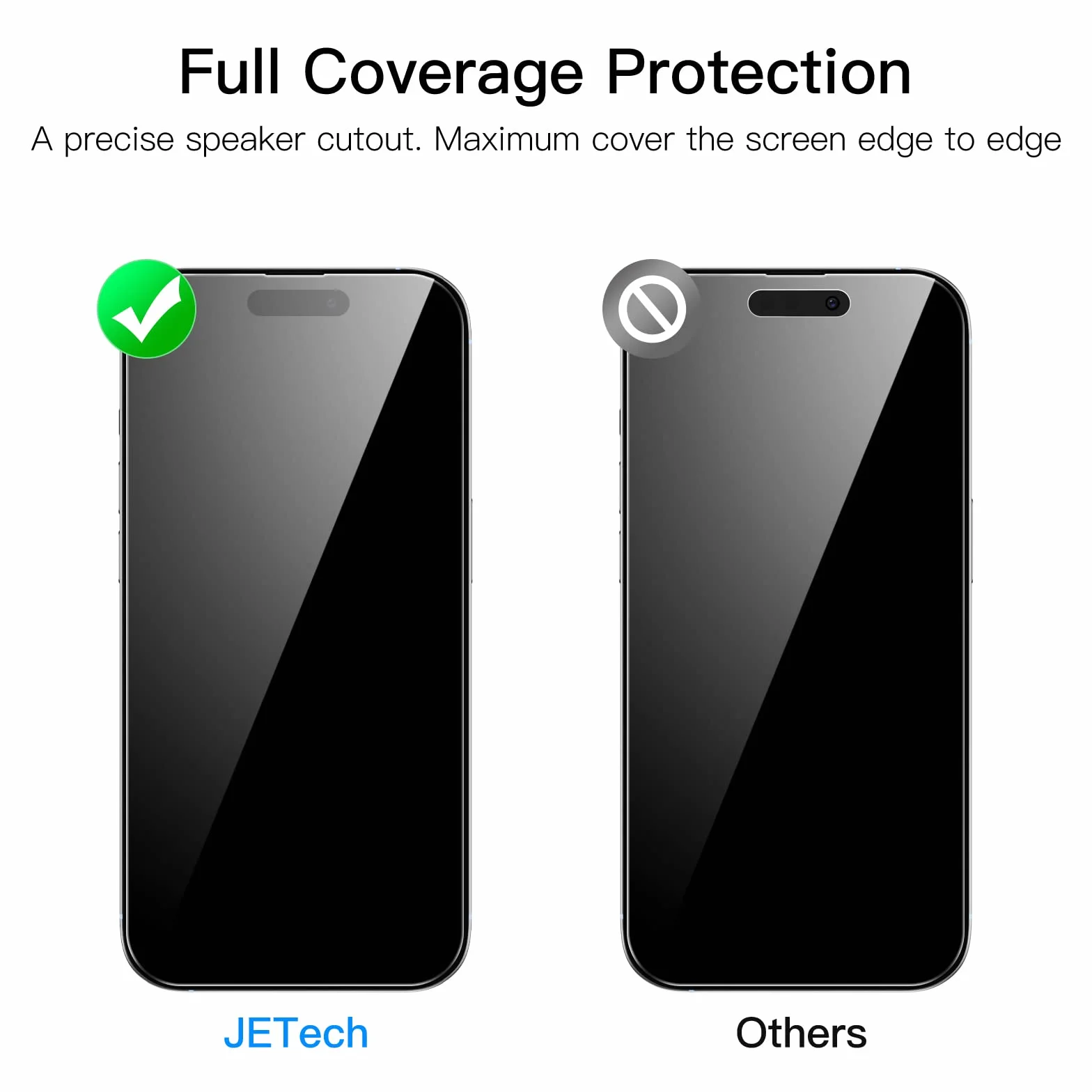 JETech Pełny Pokrycie Ochraniacz Ekranu dla iPhone 14 Pro 6,1 Cala, Screen Protector 9H Szkło Hartowane Film Folia, Przyjazny dla Przypadku, HD Przezroczyste, 3 Sztuki
