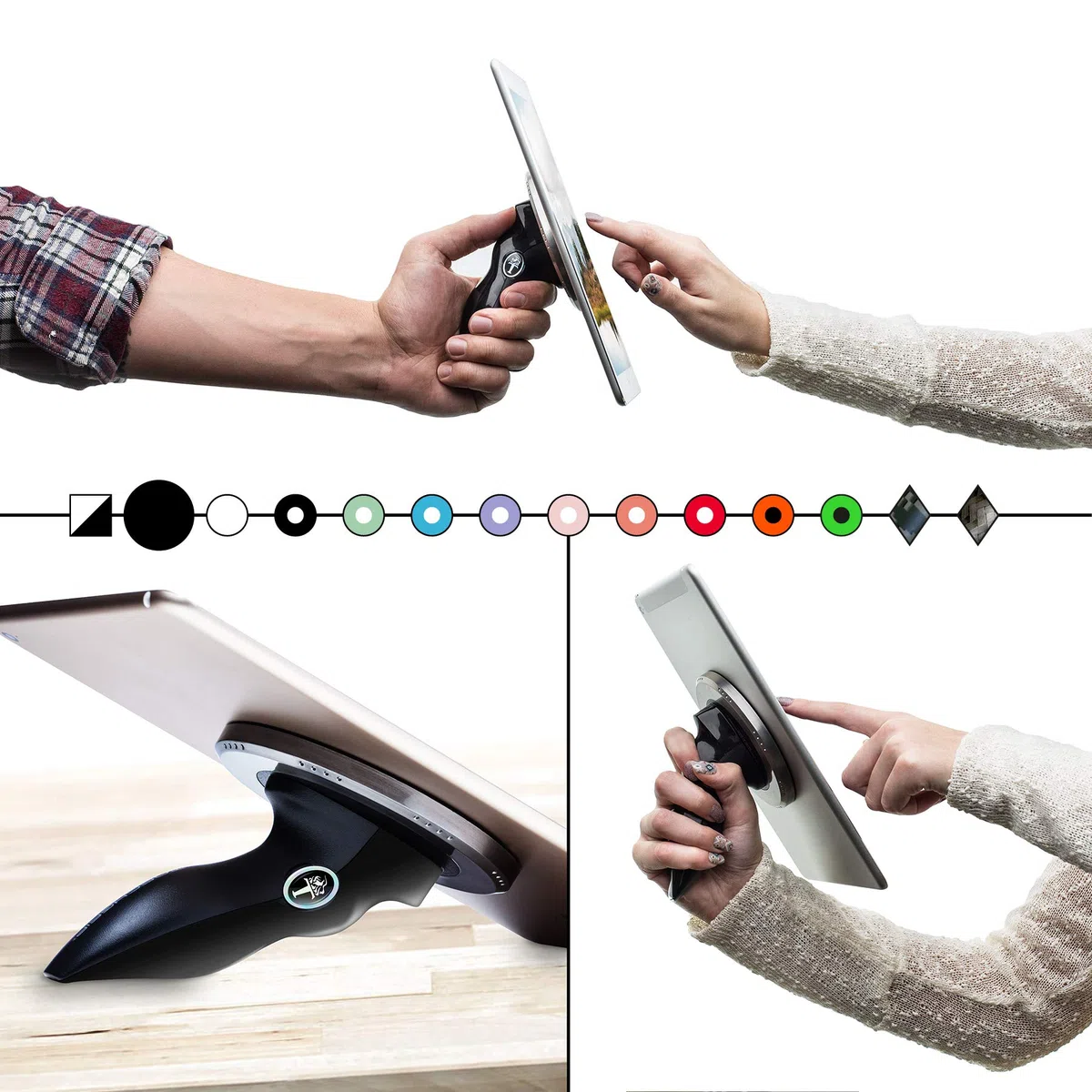 Uniwersalny stojak na tablet na biurko, kolana, poduszkę, uchwyt do łóżka i tabletu, mobilny kompatybilny z iPadem, Samsungiem i większością innych tabletów, wyprodukowany w USA (czarny
