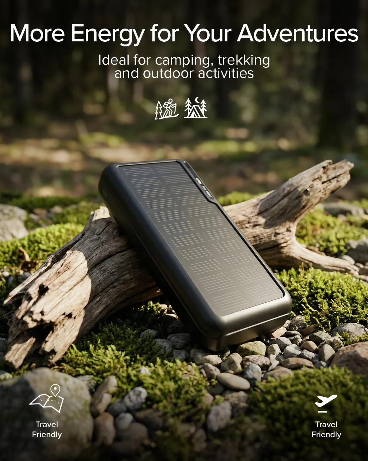 SBS Solar PowerBank 10000mAh z Panelem Słonecznym Szybkie Ładowanie USB-C USB-A Czarny
