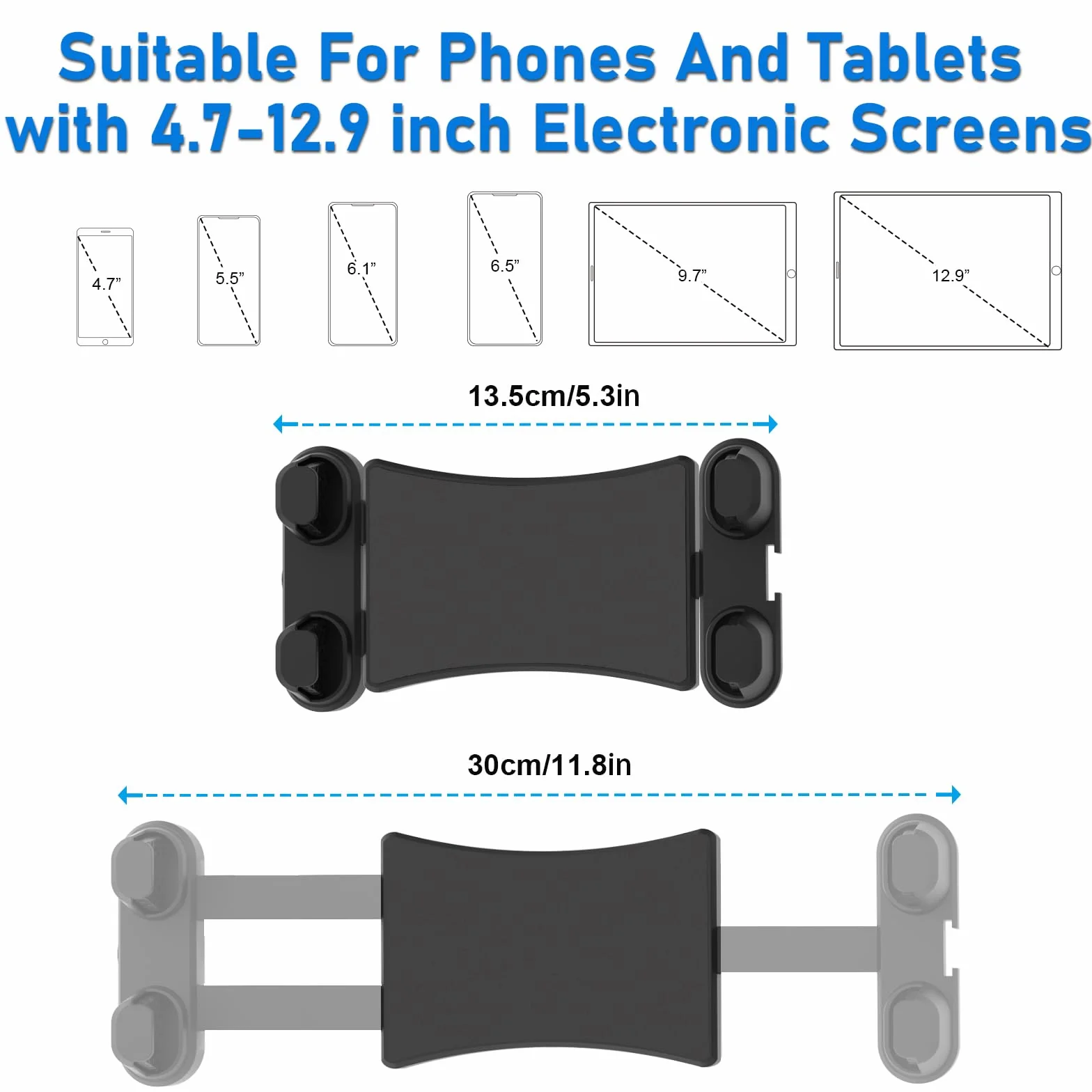 Samochodowy uchwyt na tablet, regulowany 360°, uchwyt na tablet do iPada/iPadmini, Samsung Galaxy (wszystkie 5-12 cali), idealny do kuchni, łazienki, sypialni, samochodu
