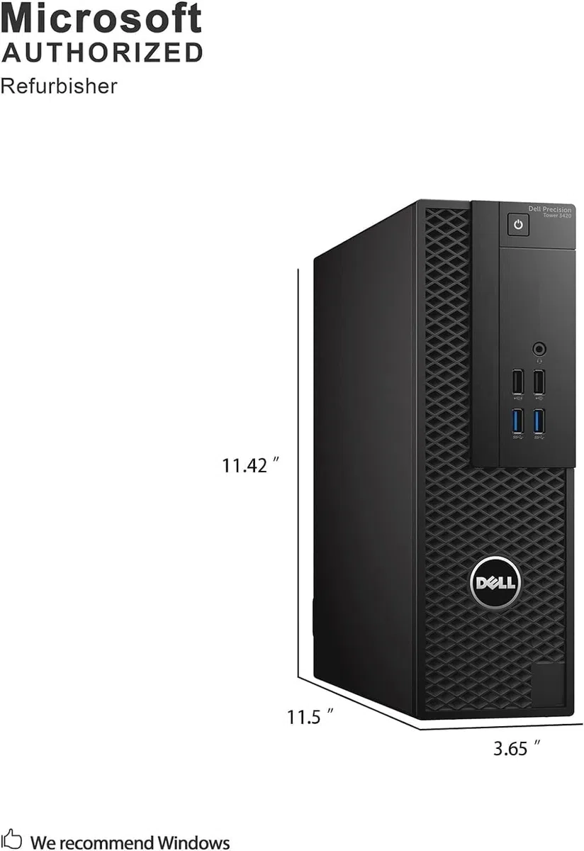 Dell Precision 3420 SFF komputer stacjonarny, Intel Xeon E3-1240 V5, 8 GB RAM, 256 GB SSD, WiFi, Bluetooth, klawiatura US QWERTY, Windows 11 Pro (odnowiony)