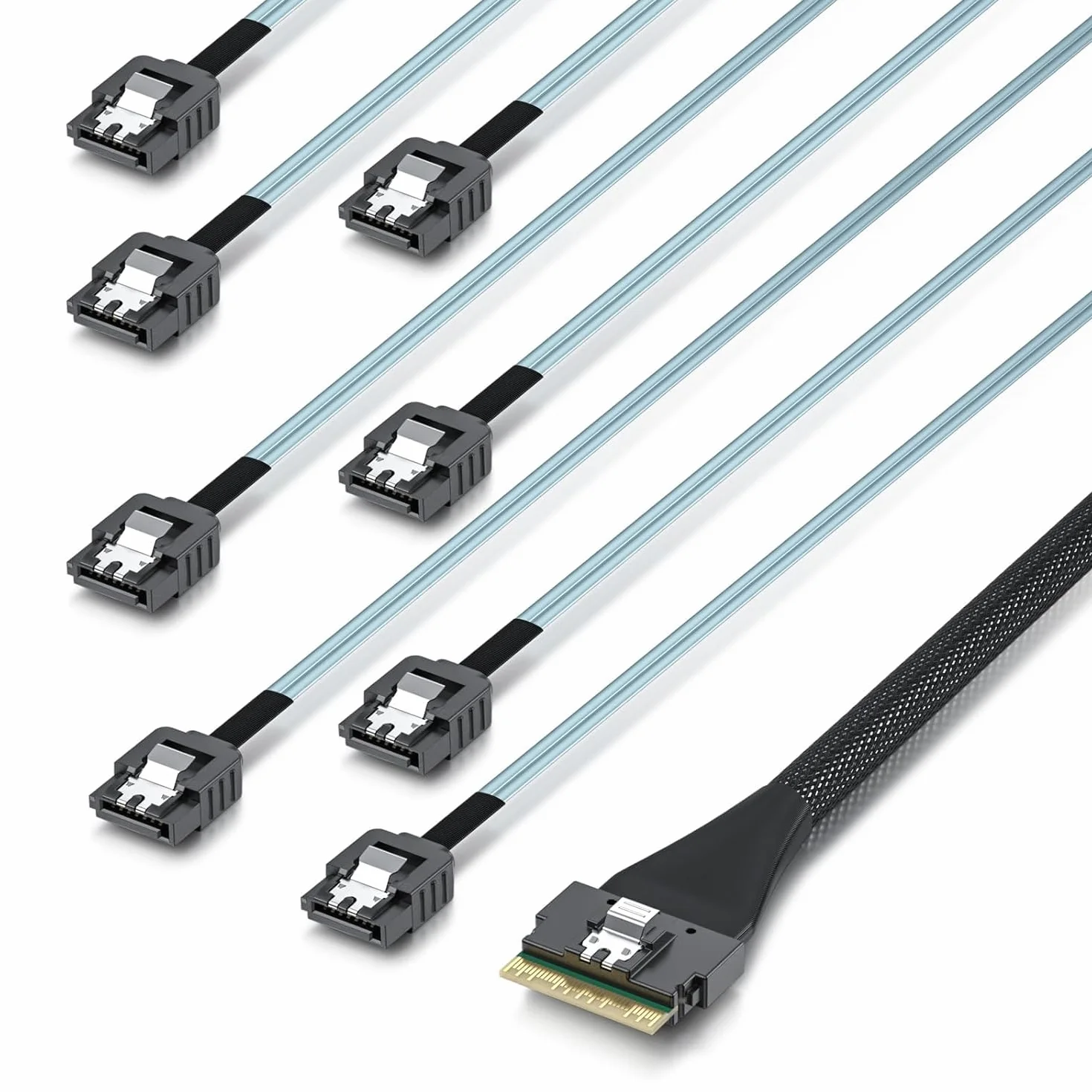 ipolex SFF-8654 SlimSAS 8i do 8xSATA, hosta SAS3.0/RAID do docelowego SATA HD, odpowiedni dla serwerów, dysków twardych, komputerów i hostów, 100 omów, 1 metr (3,3 stopy)