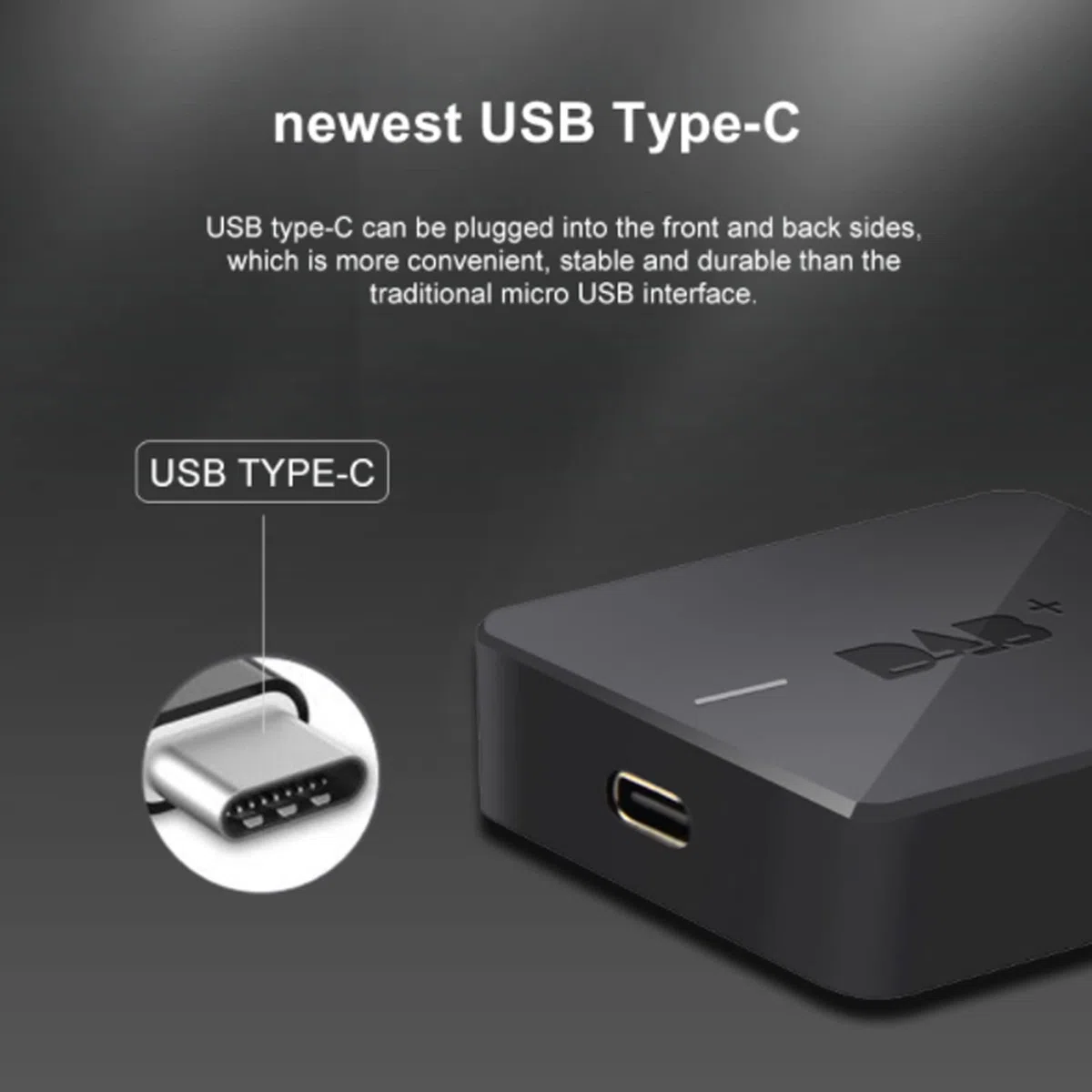 Adapter do odbiornika radiowego Universal Car Digital DAB Box z portem typu C dla systemu Android 5.1 Nawigacja samochodowa Wysokiej jakości materiał ABS Kompaktowy rozmiar Łatwa