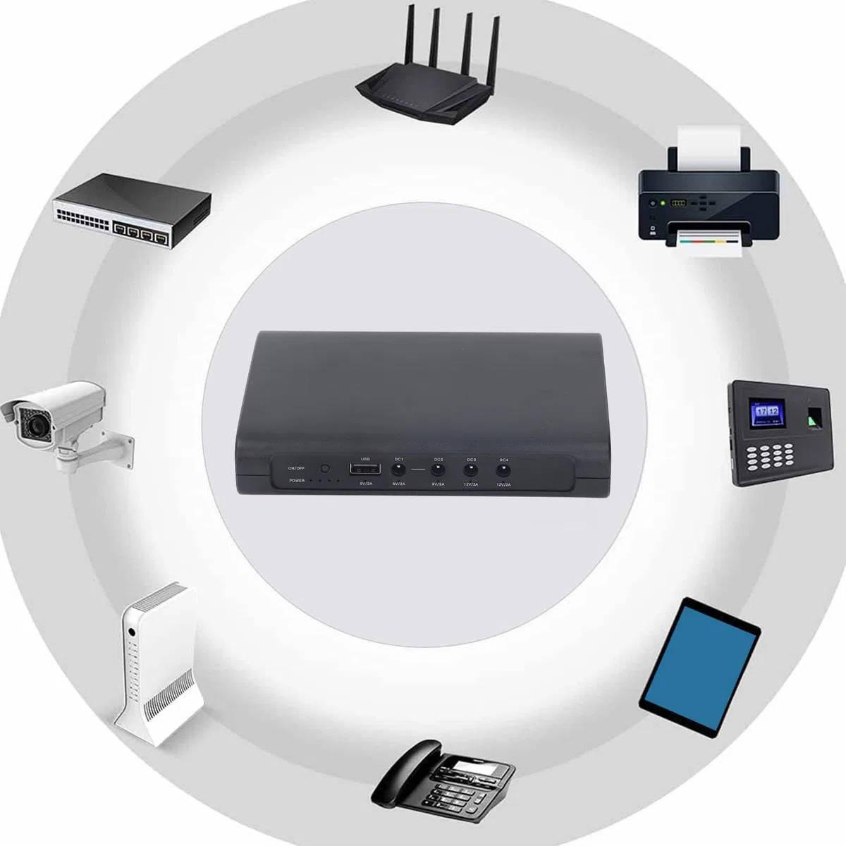 Zasilanie Akumulatorowe Mini UPS, Zasilacz Awaryjny Mini UPS 27000 Zestaw Akumulatorów Zapasowych o Napięciu 5 V 9 V 12 V 2 A, do Routerów Modemy Aparaty Smartfony (wtyczka UE)