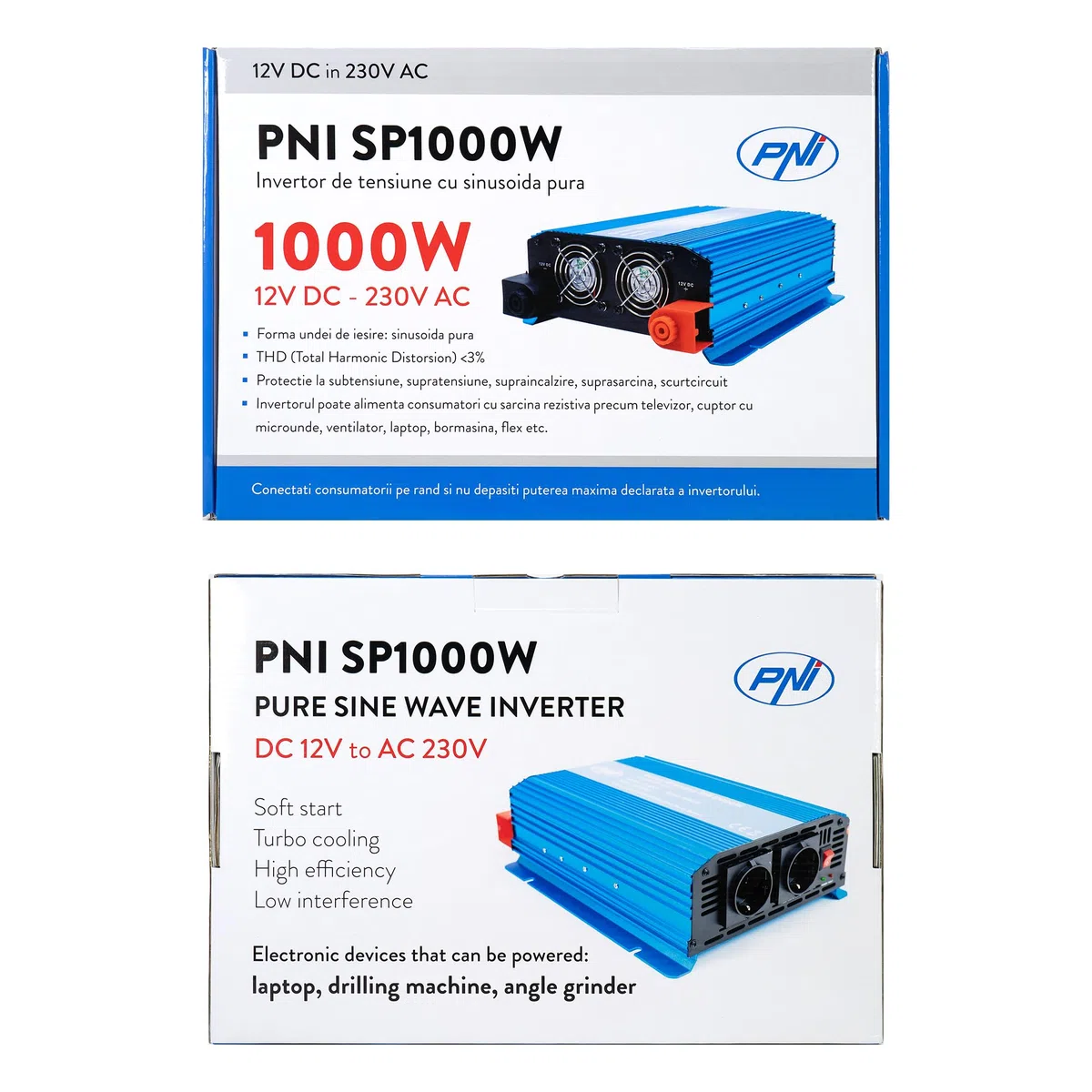 Inwerter 12V do 230V Volt Czysty Sinus sinusoida Przetwornica Inwerter PNI SP1000W napięcia samochodowa Falownik prądu przemiennego Czysta fala sinusoidalna Przetwornik DC AC