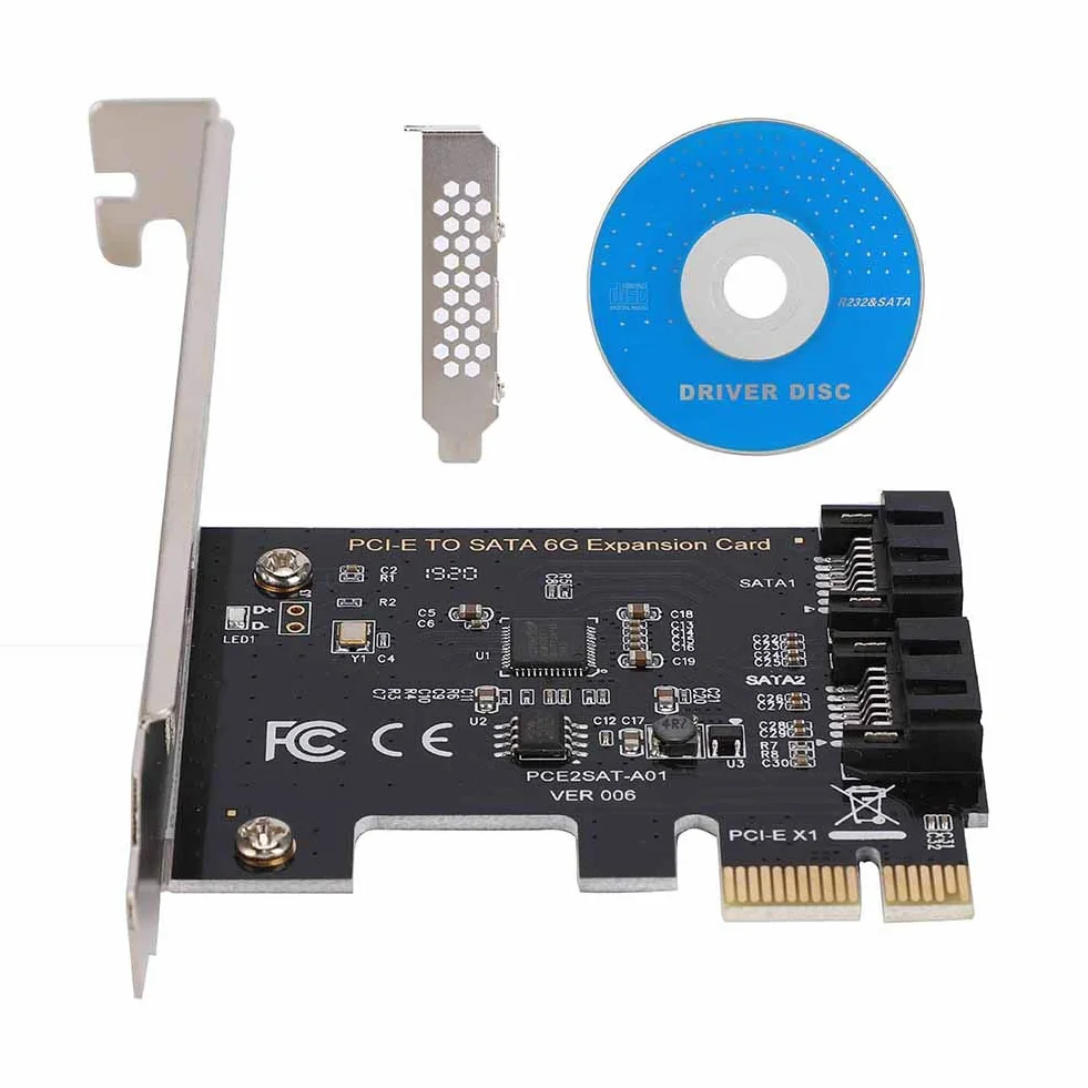 Karta SATA PCI-E 2 porty, PCI Express na SATA 3.0 6 Gb/s karta rozszerzeń kontrolera SATA z uchwytem, obsługa dla Mac/Linux/Windows (R) XP / server2003 / VISTA / 7/8 (32/64 bit)