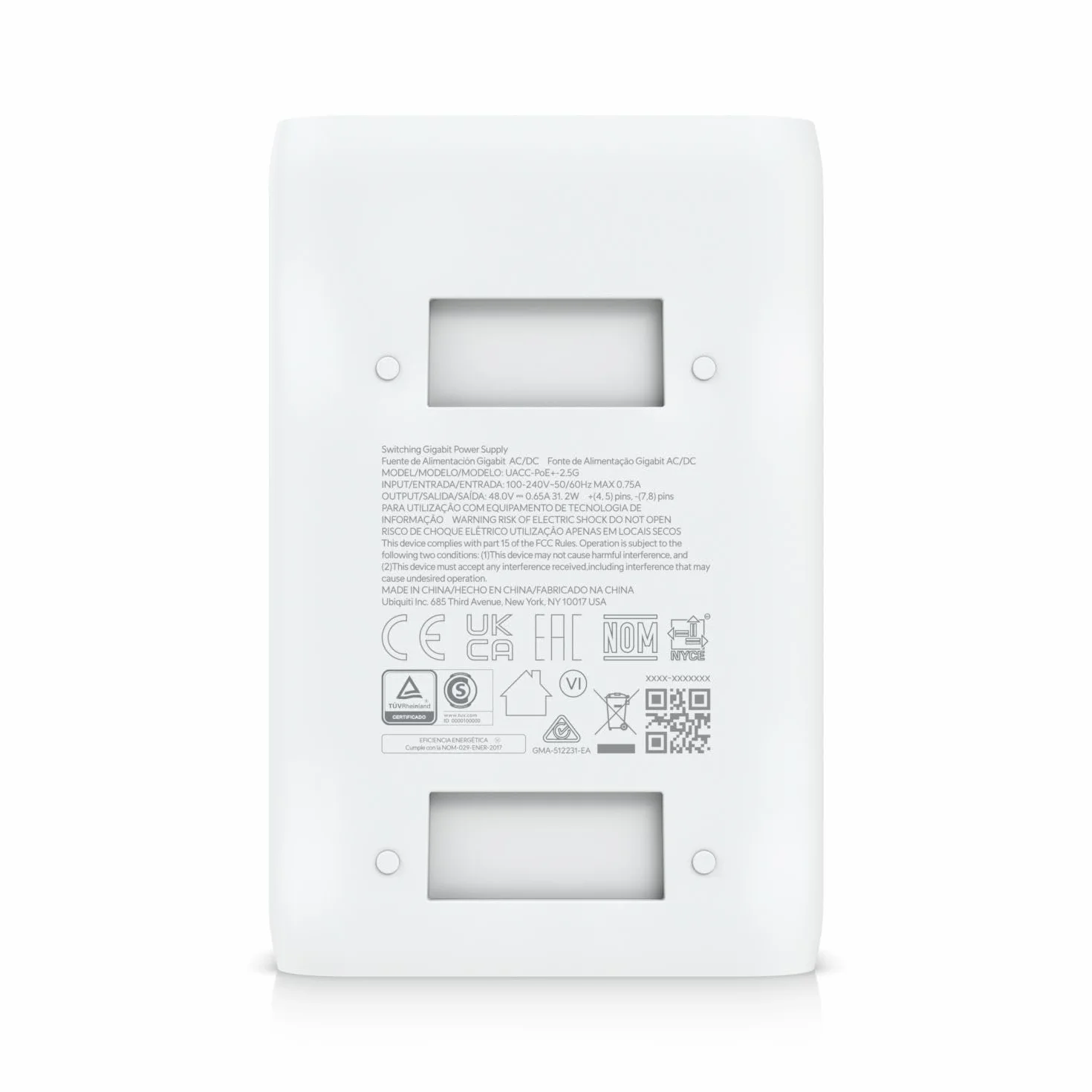 Ubiquiti PoE+ Adapter Injector UACC-POE+-2.5G 48VDC 30W 2.5GbE
