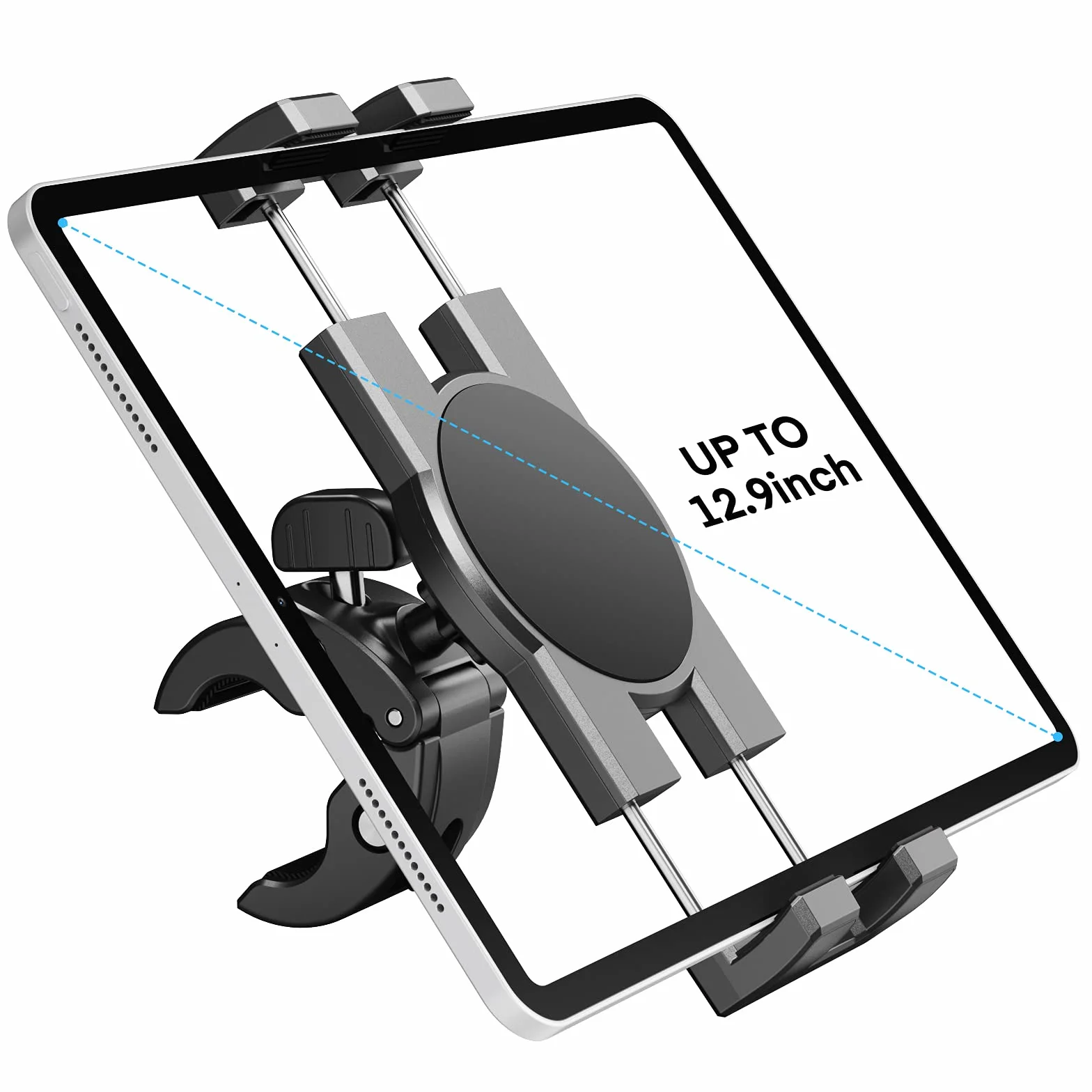KDD Uchwyt na Tablet, Uchwyt na Ipada, Uchwyt na Telefon, Uchwyt na Kierownicę Roweru Stacjonarnego, Bieżnia, Stojak na Mikrofon, Pasuje do Ipada Pro 12.9, Galaxy Tabs, iPhone (4,7-13")