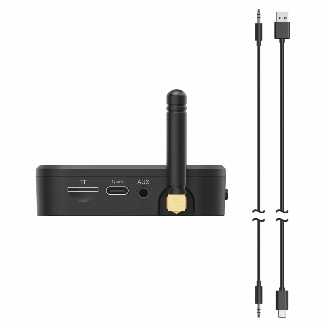 Hama Adapter Transmitter Bluetooth 5.3 z Minijackiem do Systemów HiFi, Obsługa 2 Urządzeń i Karty MicroSD, Zasilanie USB, Czarny