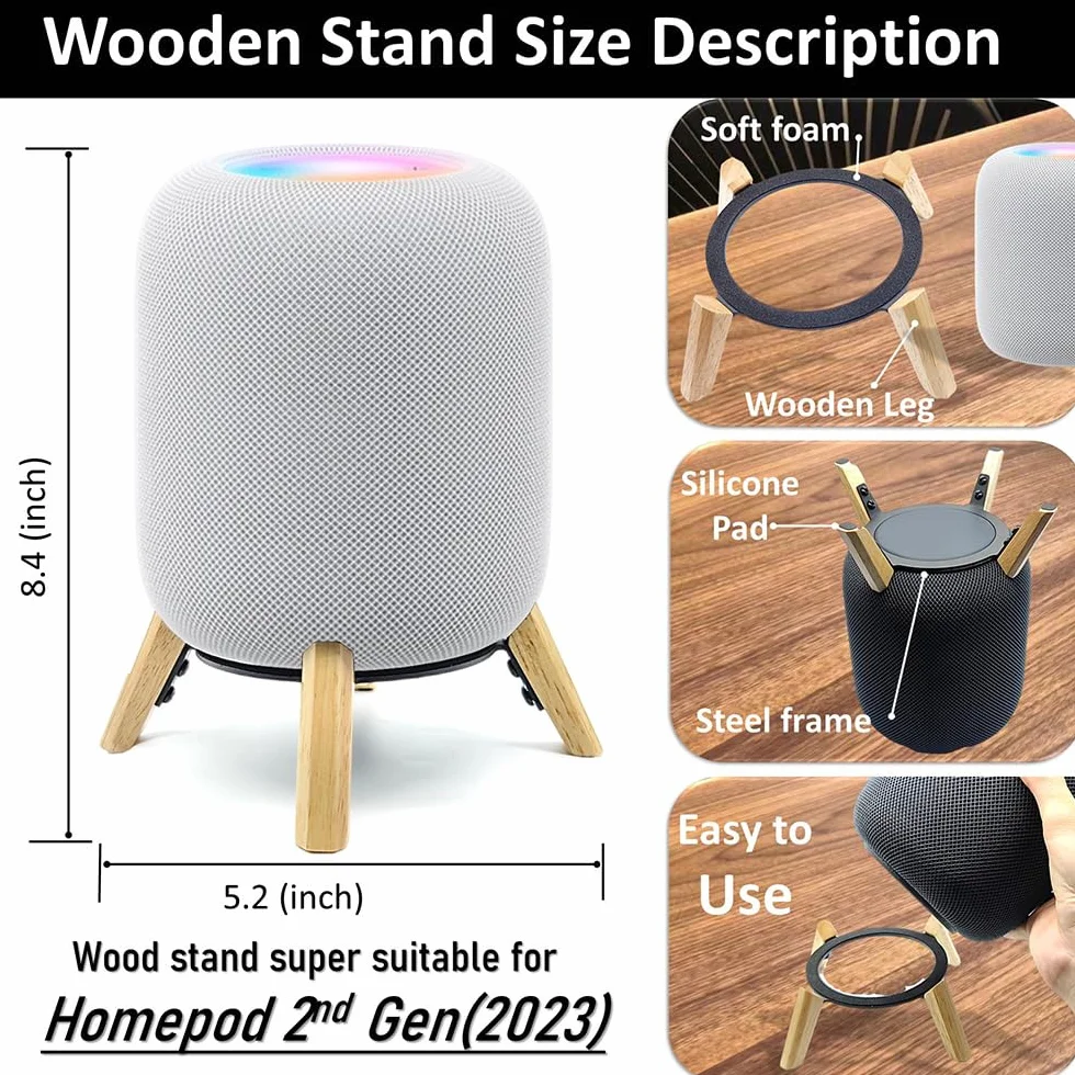 Stojak z prawdziwego drewna dla Homepod 2. generacji 2023 akcesoria do łóżka dźwiękowego stabilny drewniany stojak dla Home pod 2023 generacji biały dąb