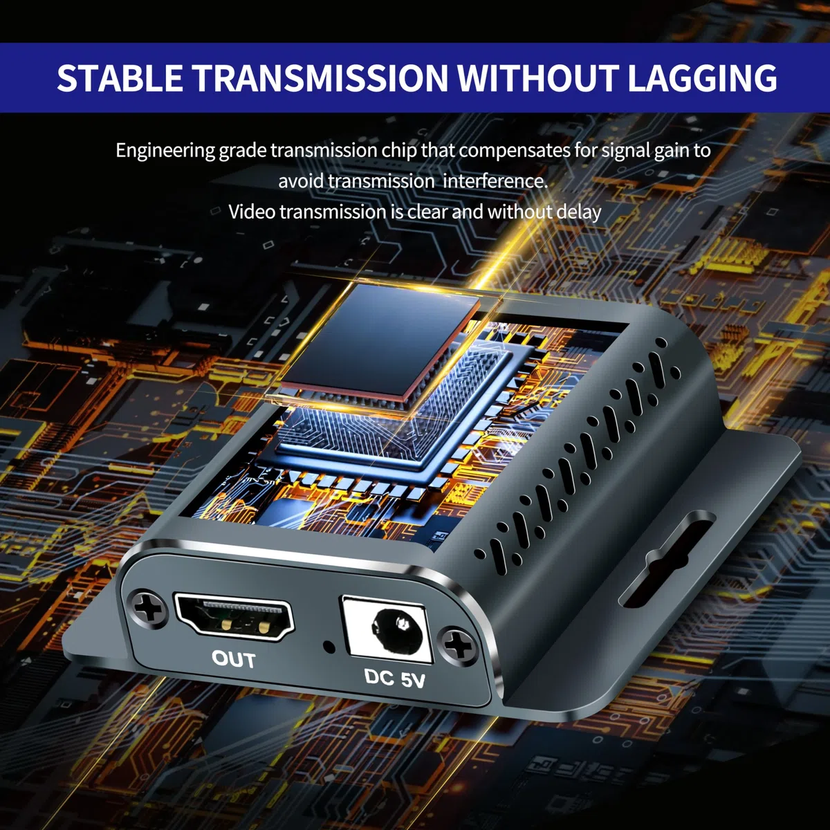 Przedłużacz HDMI 60 m/196 ft z POC 1080p @ 60 Hz 3D Wzmacniacz RJ45 na Konwerter Przez Kabel UTP Cat5e/6/7/8 OFC z Adapterem Power 5 V