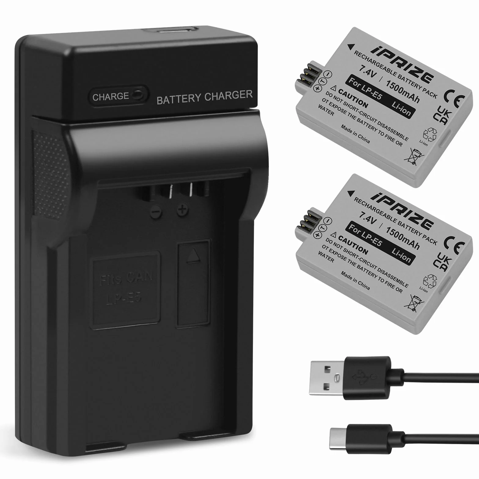 2X LP-E5 1500 mAh bateria i ładowarka do Canon EOS 450D, EOS 500D, EOS 1000D, Rebel T1i, XS, XSi, Kiss X2, X3, F