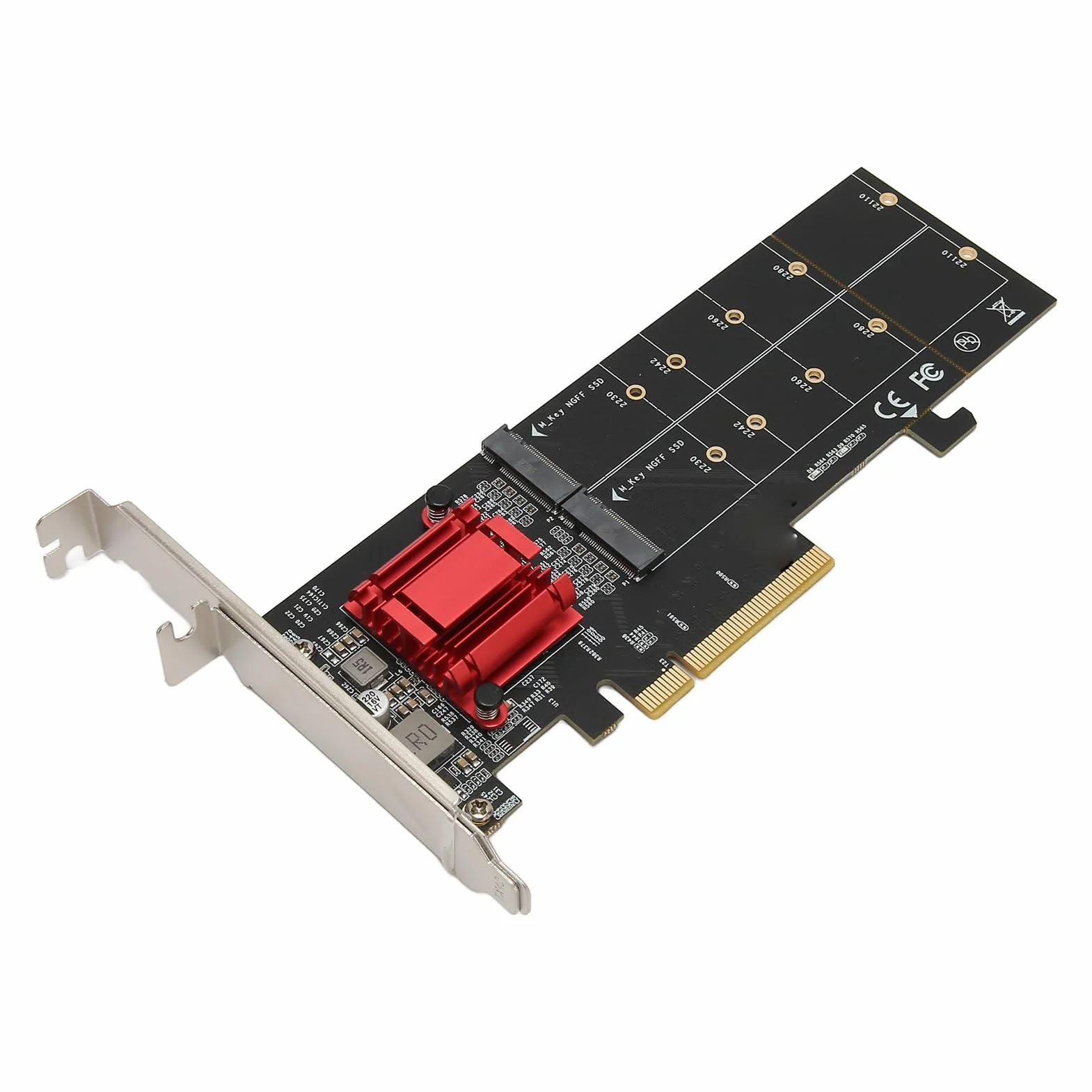 Podwójna Karta Adaptera M.2 PCIe NVMe z Rozwidleniem, Obsługuje 2xM.2 S w PCIe 3.1 X8/X16 dla, 2230/2242/2260/2280/22110