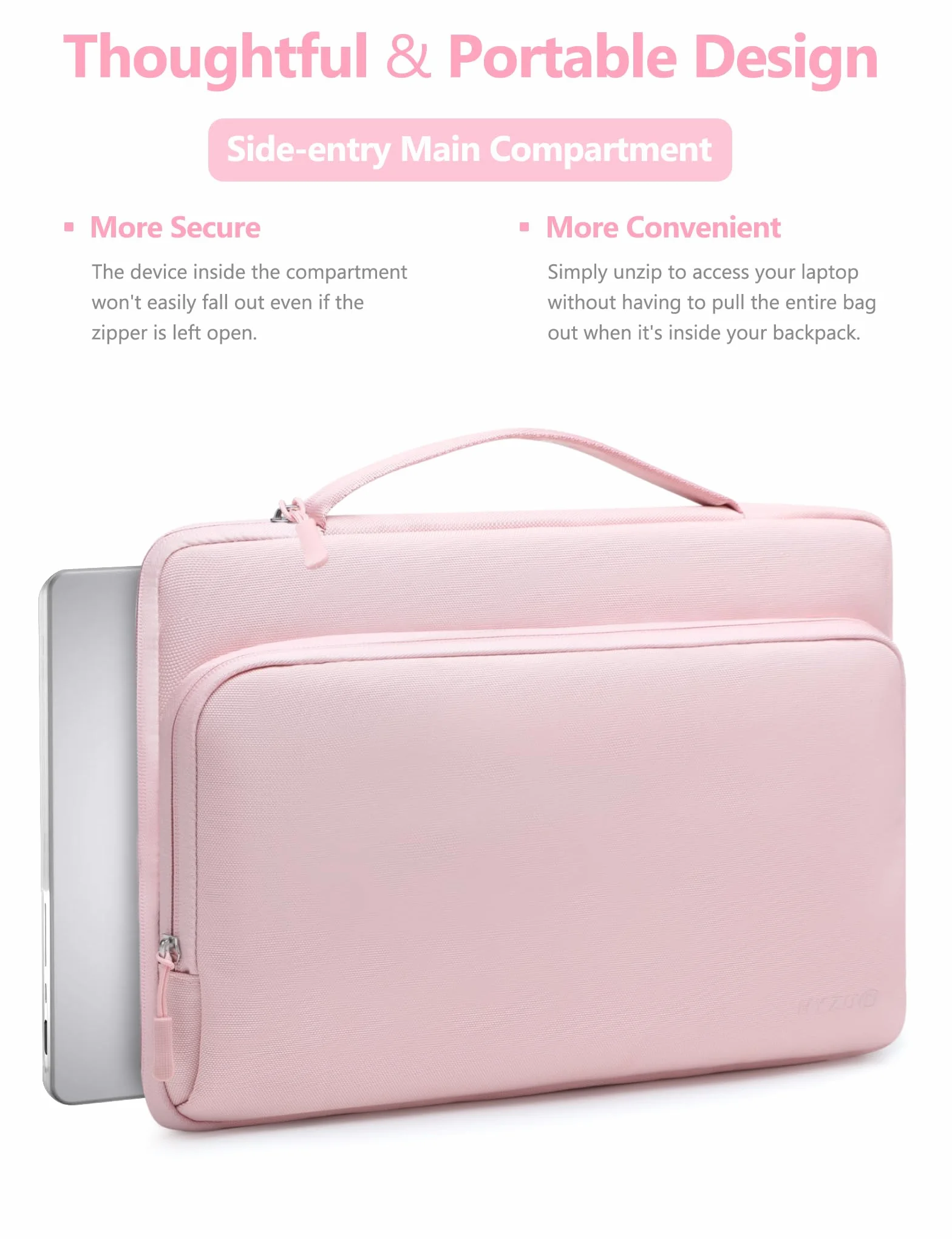 HYZUO 13,3-14 Cali Torba na Laptopa do MacBook Pro 14 M5-M1 A3426 A3427 2026-2021, 13,3" MacBook Air/Pro, 13,8"/13,5" Surface Laptop/Book, Etui dla 13" 13,3" HP Dell Lenovo Asus Acer, Jasnoróżowy