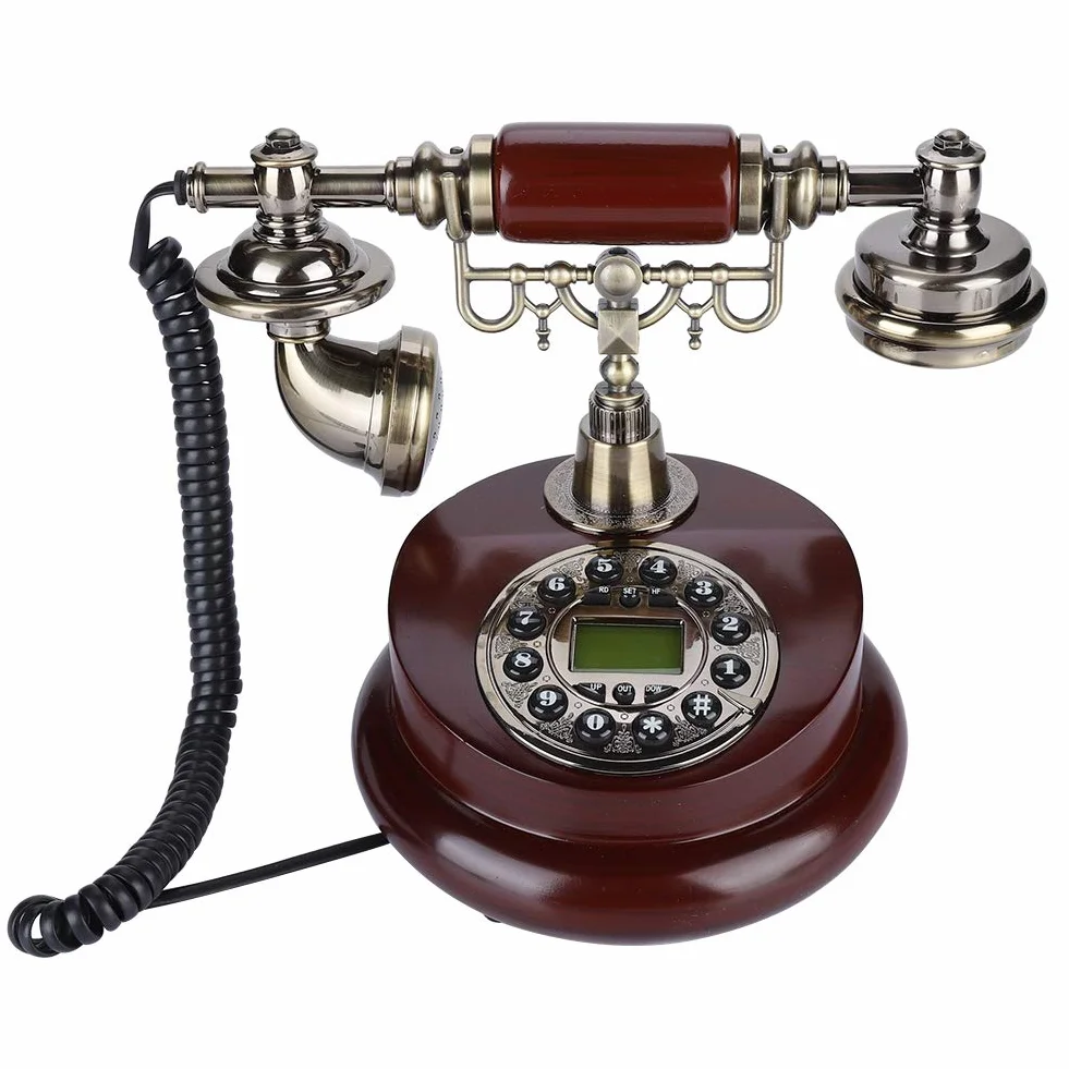 Antyczny telefon Glomora, zabytkowy cyfrowy telefon stacjonarny, klasyczny europejski retro telefon stacjonarny przewodowy z wiszącym zestawem słuchawkowym do dekoracji biura