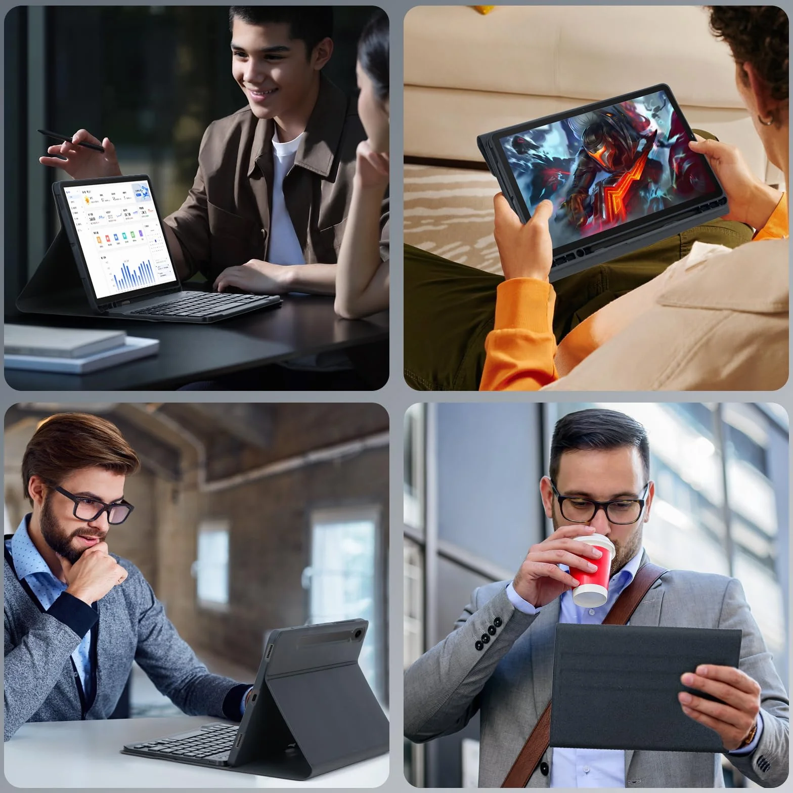 Keyboard Case for Lenovo Tab M11 11-calowy model 2024 (TB330FU/TB330XU) z myszką, odłączaną bezprzewodową klawiaturą Bluetooth, ultracienkie etui,Black