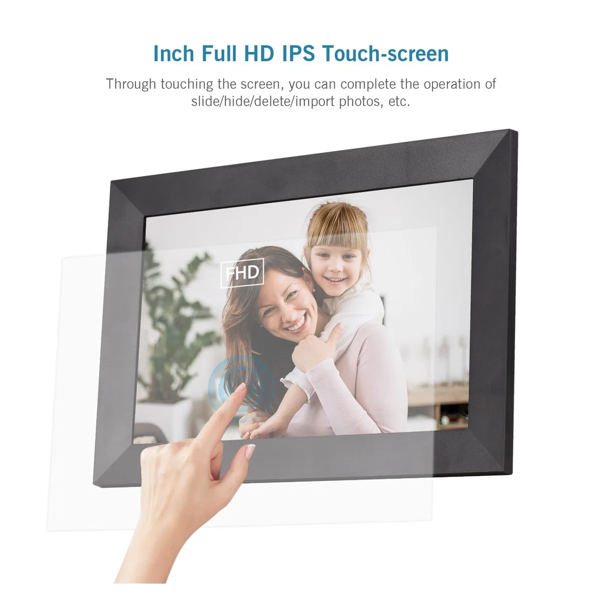 8-calowa Inteligentna Ramka Na Zdjęcia WiFi Cyfrowa Album Fotograficzny IPS Ekran Dotykowy 1280 * 800 Zdjęcie 1080P Wideo 16 GB Pamięci WyjąTkowe WrażEnia Wizualne(Black 10.1 Inch)