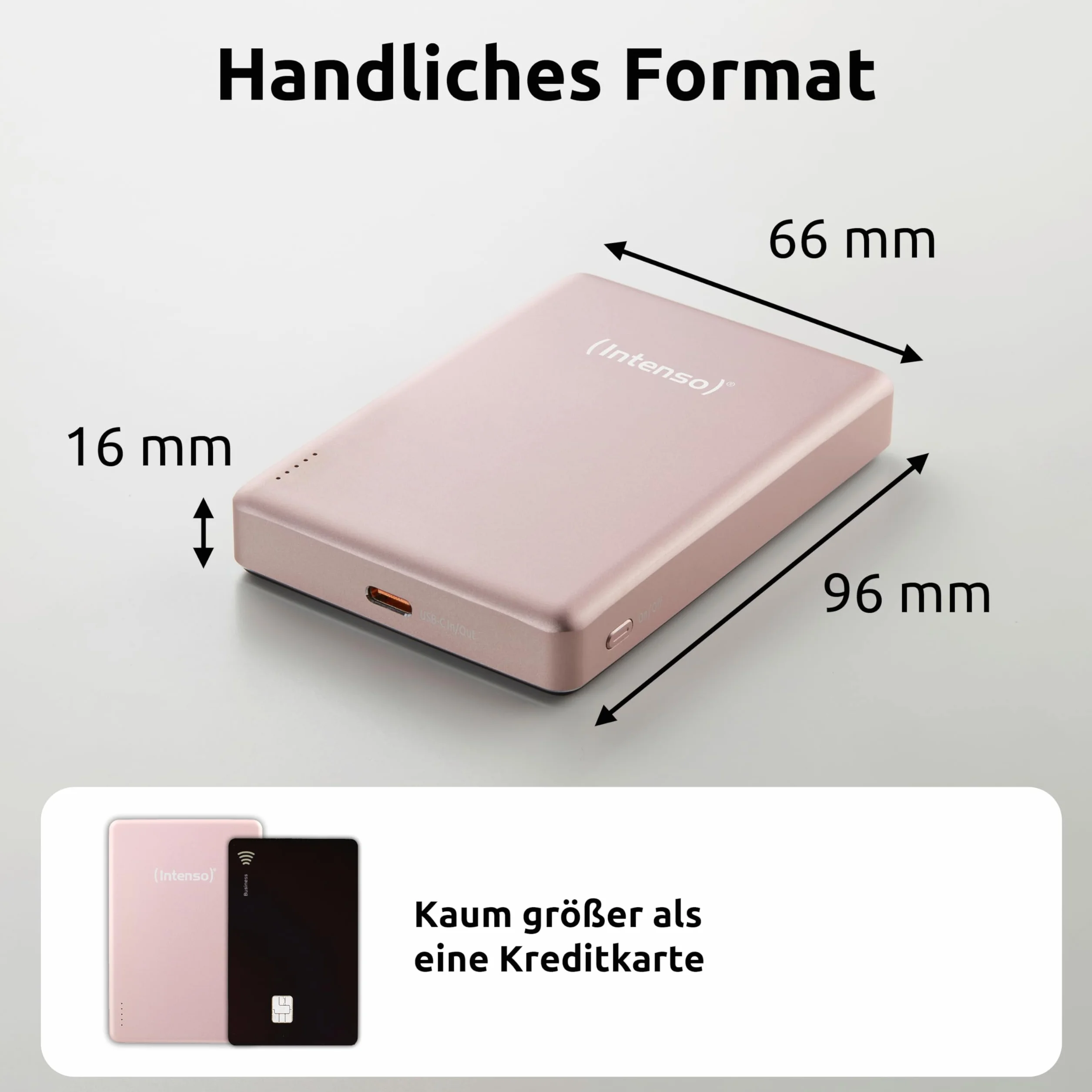 Intenso MW10000 magnetyczny powerbank 10 000 mAh – kompatybilny z MagSafe, bezprzewodowe ładowanie 15 W, USB-C PD 20 W, do iPhone i Android – sprawdzony w Niemczech – różowy