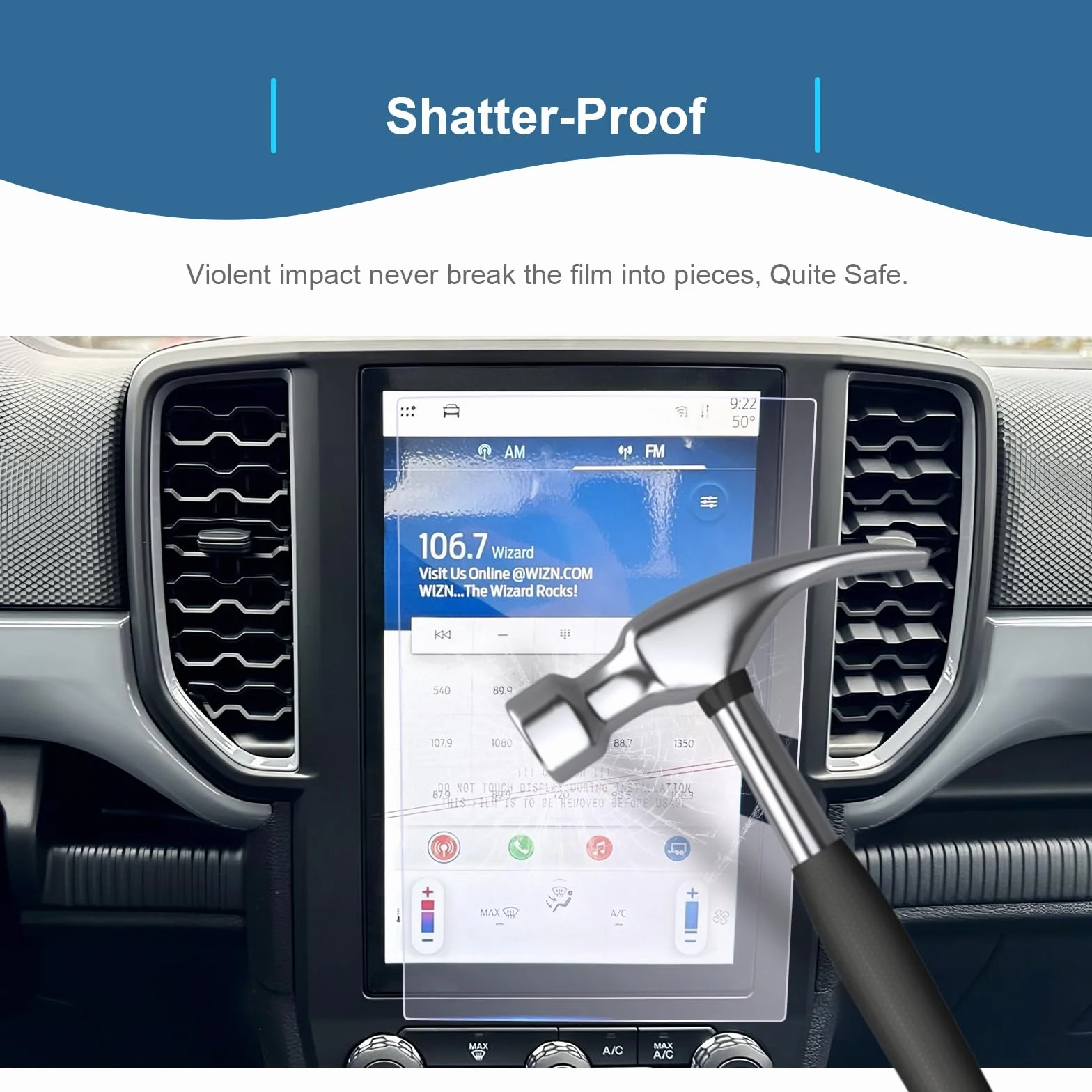 GAFAT Folia ochronna do nawigacji Ford Ranger T9 2024 2025 2026 10,1 cala, folia ochronna na wyświetlacz do Ranger Wildtrak X Raptor 10,1" Sync 4 TouchScreen, 9H odporna na zarysowania