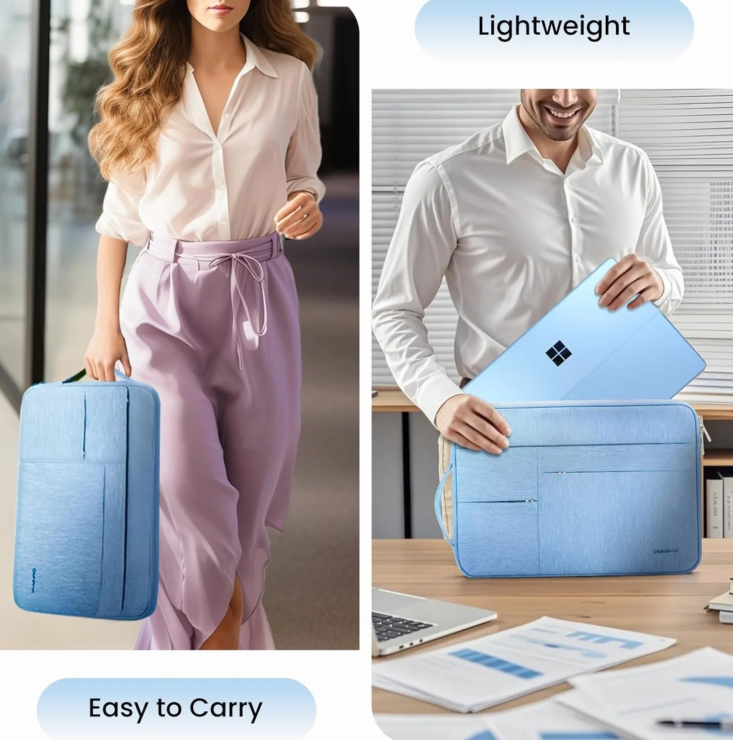 Omnpak Pokrowiec na laptopa 12,3 cala wodoodporny futerał z kieszenią bocznym uchwytem
