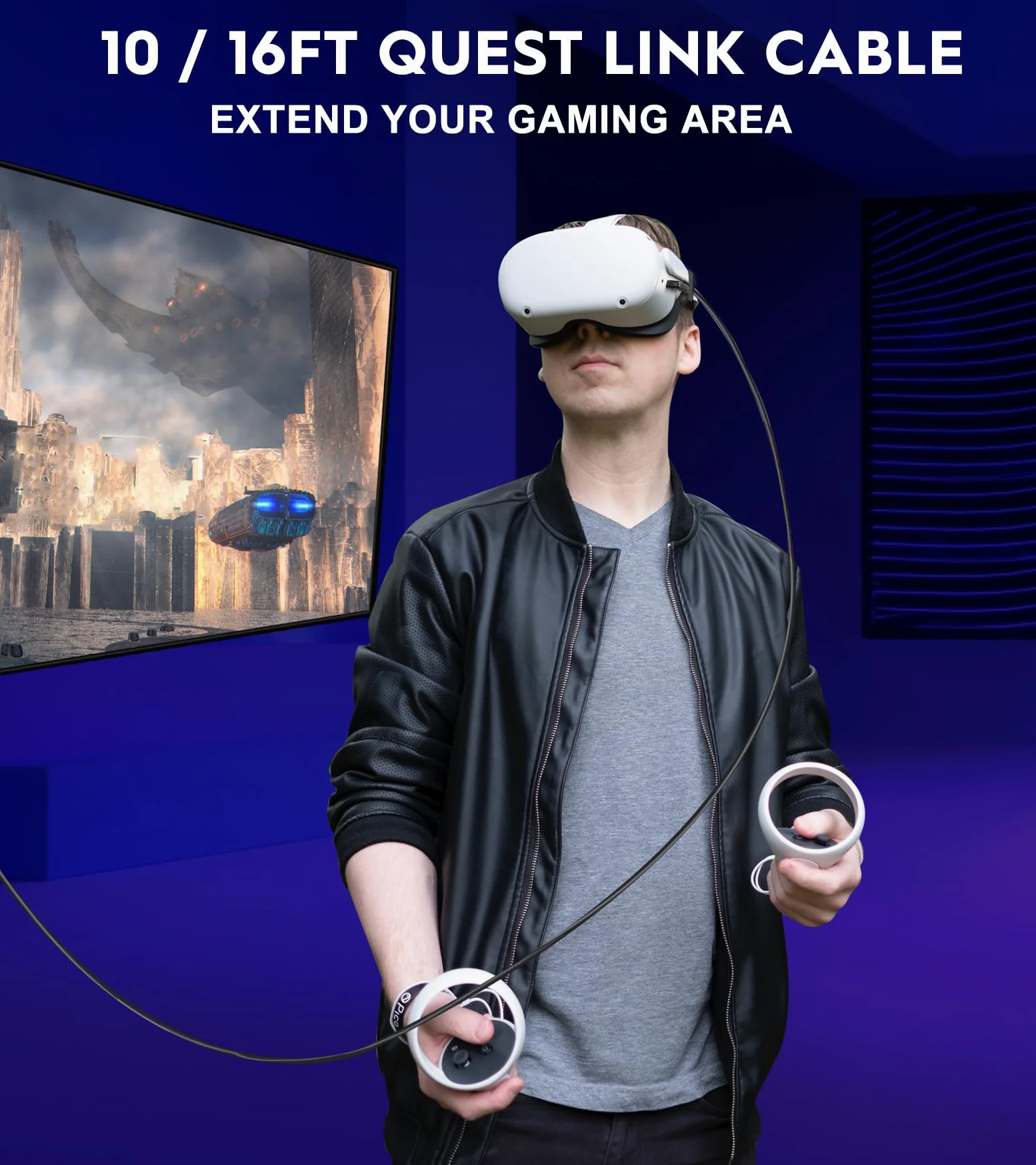 Kabel linkowy do Meta Oculus Quest 3S, Quest 3, Quest 2, kabel do szybkiego transferu danych, przewód USB 3,2 A do C