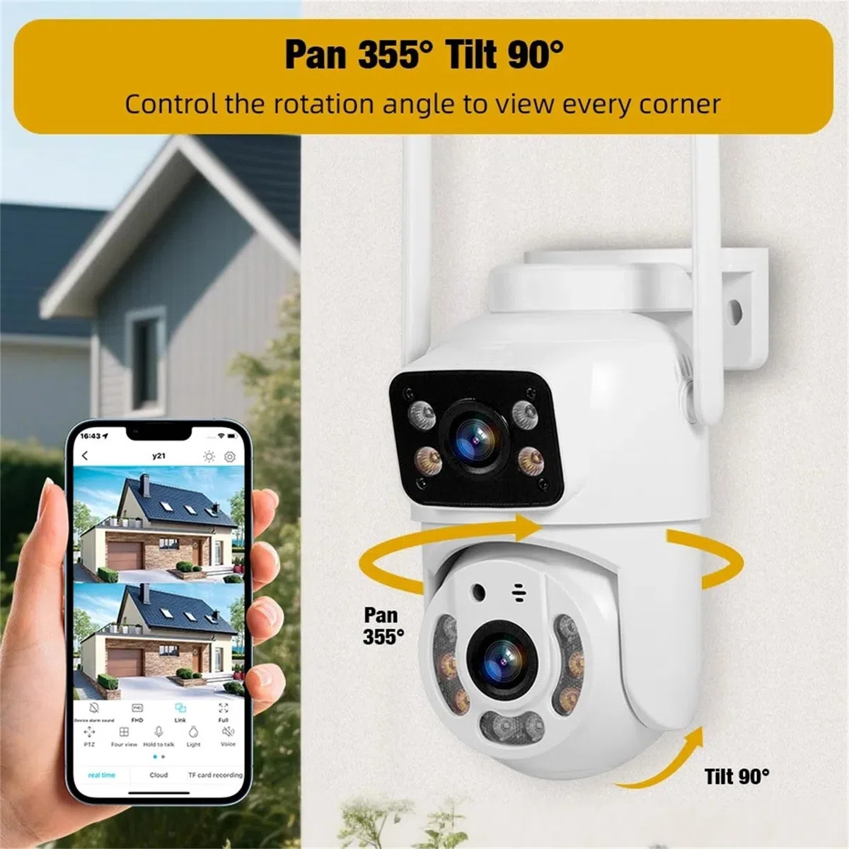 Kamera IP Tuya WIFI 5MP + 5MP z podwójnym obiektywem, kamera bezpieczeństwa z noktowizorem, zewnętrzna kamera PTZ, automatyczne śledzenie, dwukierunkowa rozmowa, monitoring wideo,Camera