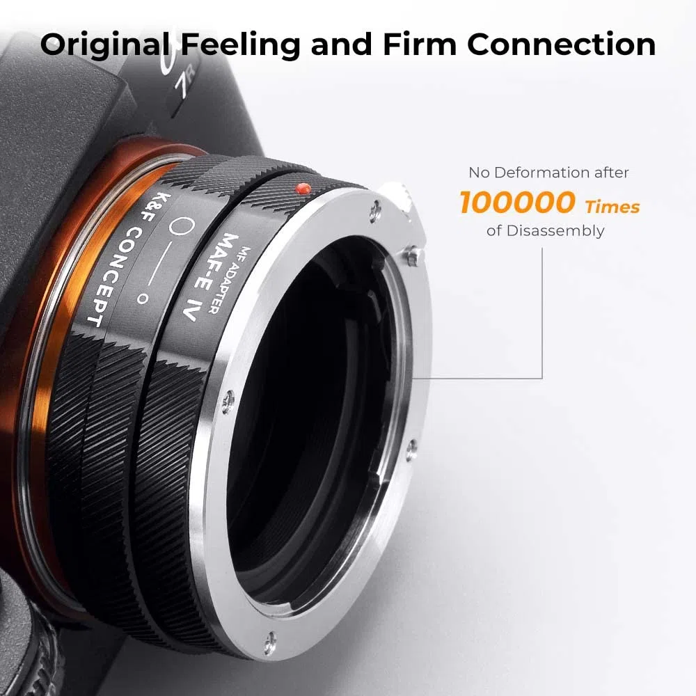 K&F CONCEPT Adapter do montażu obiektywu IV PRO MAF-NEX, ręczne ustawianie ostrości, kompatybilny z obiektywem Minolta AF/Sony Alpha A do korpusu aparatu SONY-E NEX z matującym lakierem