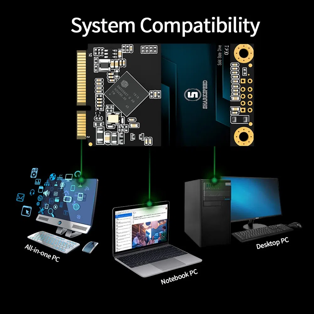 Dysk SSD mSATA 64 GB, 10 szt., TLC 3D NAND SATA 3 (6 GB/s), wewnętrzny dysk półprzewodnikowy do laptopa, komputera stacjonarnego/komputera PC