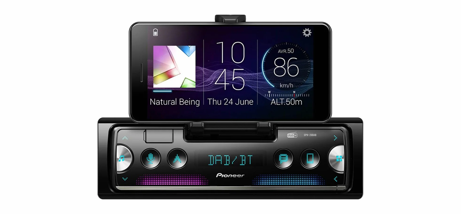 Pioneer SPH-20DAB, radio samochodowe 1DIN z RDS i DAB+, Bluetooth, USB do MP3, WMA, WAV, FLAC, obsługa systemu Android, sterowanie iPhone'em, aplikacja Smart Sync