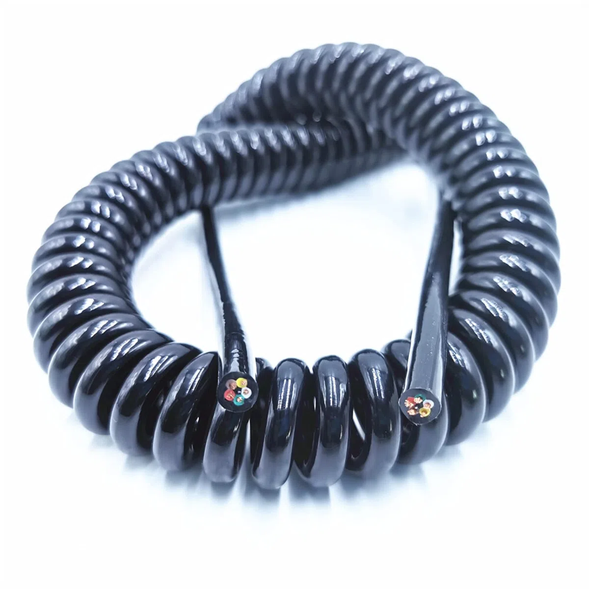 Kabel sprężynowy, 2,5 M, 5 M, 7,5 M czarny przewód zasilający, rozciągliwy przewód, 6 żył, 8 żył, 24AWG, 20AWG,