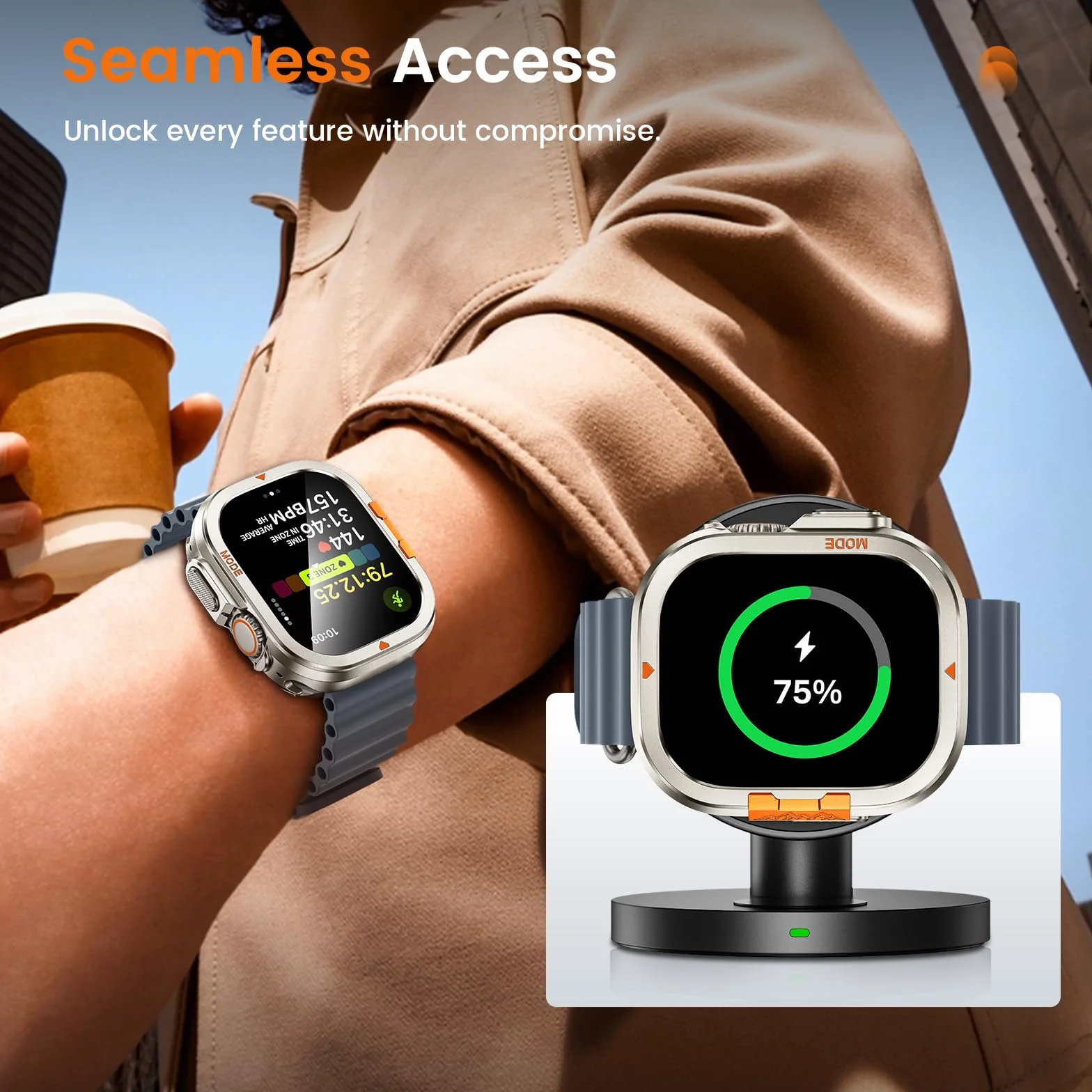 Kamita Metalowa obudowa kompatybilna z Apple Watch Ultra 3/2/1 49 mm, zderzak z hartowanego szkła ochronnego i tylną pokrywą, osłona 360° na iWatch 49 (tytan)