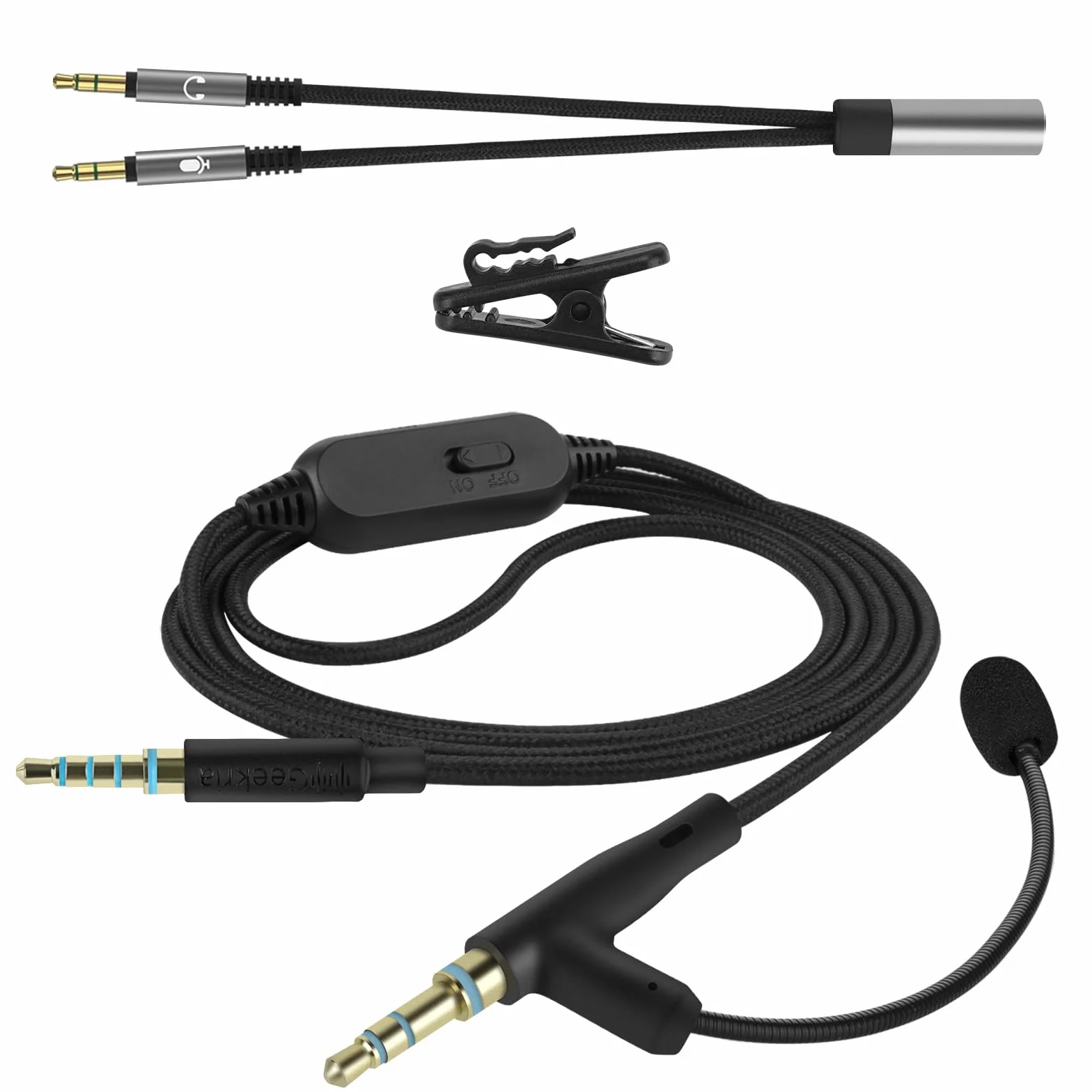 Geekria Kabel do słuchawek z mikrofonem na wysięgniku 3,5 mm 5,6 ft Sony WH-1000XM6/1000XM5/1000XM4 WH-XB920N ULT WEAR