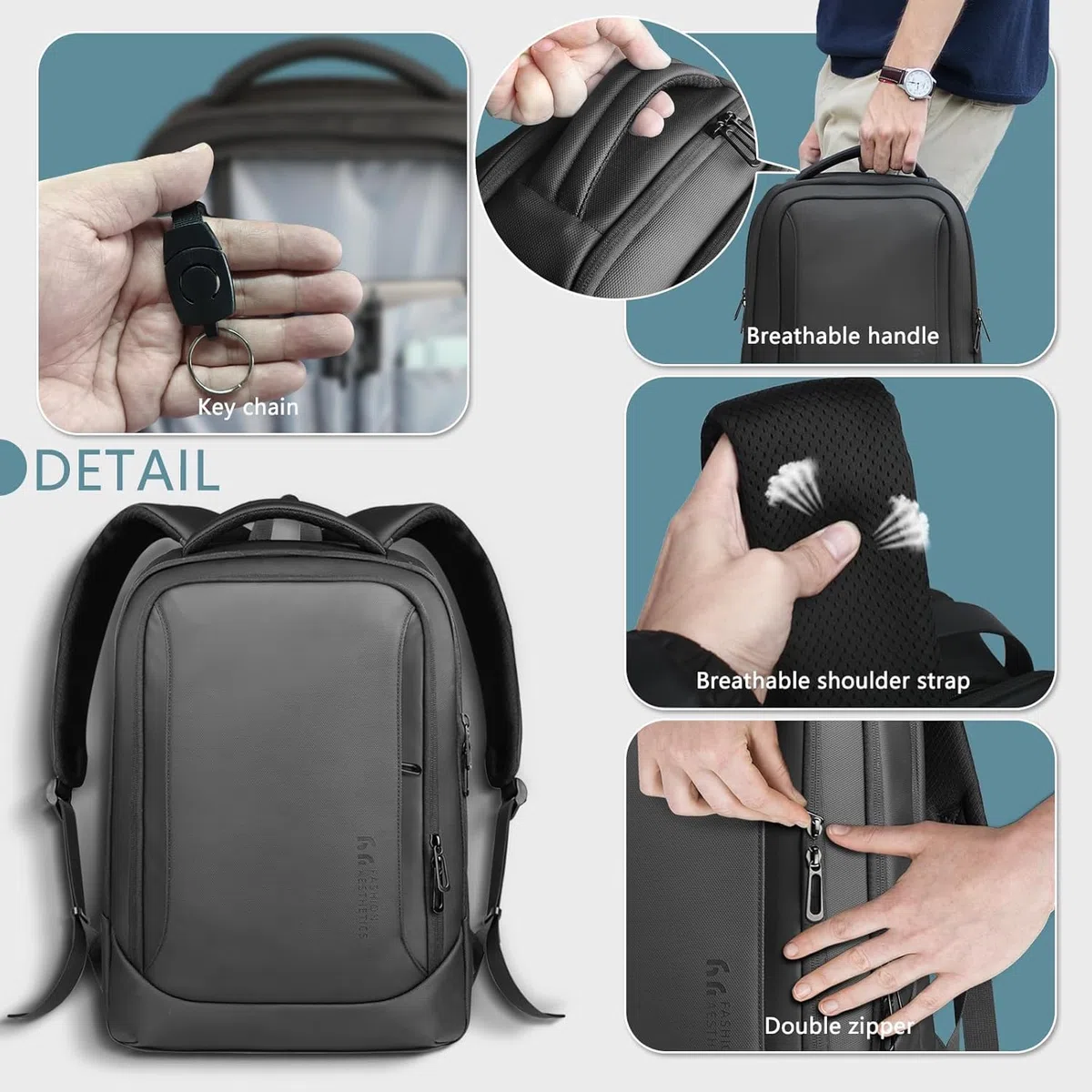 Plecak biznesowy na laptopa, męski, z kieszenią na laptopa z przyłączem USB do ładowania, zabezpieczenie przed kradzieżą, bagaż podręczny, plecak dzienny, odporna na wodę, wielofunkcyjny