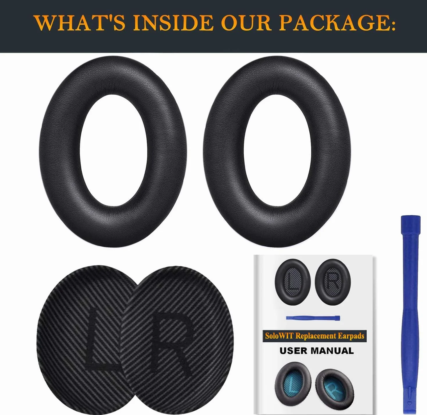 SoloWIT® wymienne poduszki nausznik do Bose QuietComfort 35 (QC35) i Quiet Comfort 35 II (QC35 II) słuchawki bezprzewodowe (Czarny)